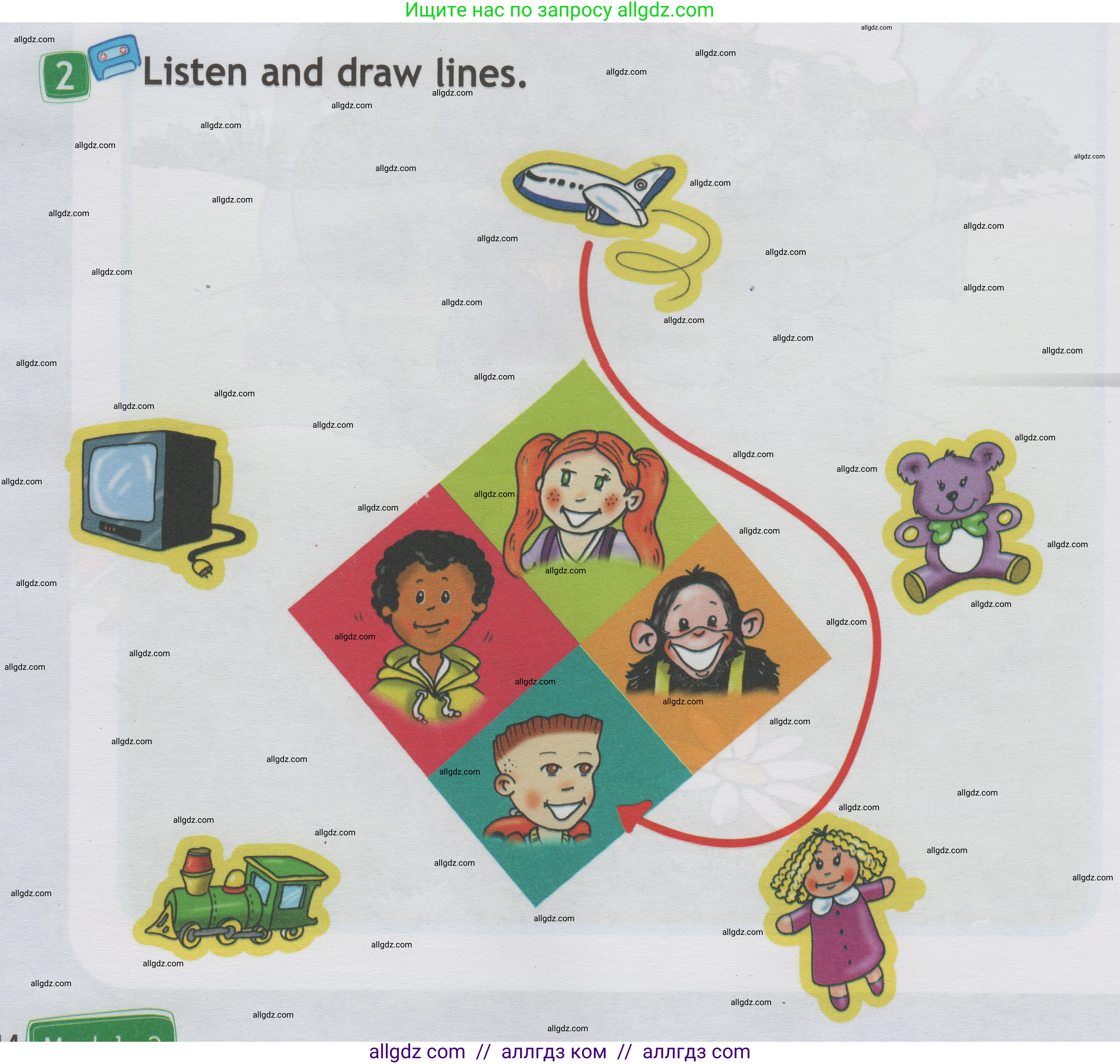 Английский язык (english), 1 класс Учебник (Student's book), авторы: Быкова Надежда Ильинична (Bykova Nadezhda), Дули Дженни (Dooley Jenny), Поспелова Марина Давидовна (Pospelova Marina), Эванс Вирджиния (Evans Virginia), издательство Просвещение, Москва, 2019, страница 44, номер 2, Условие