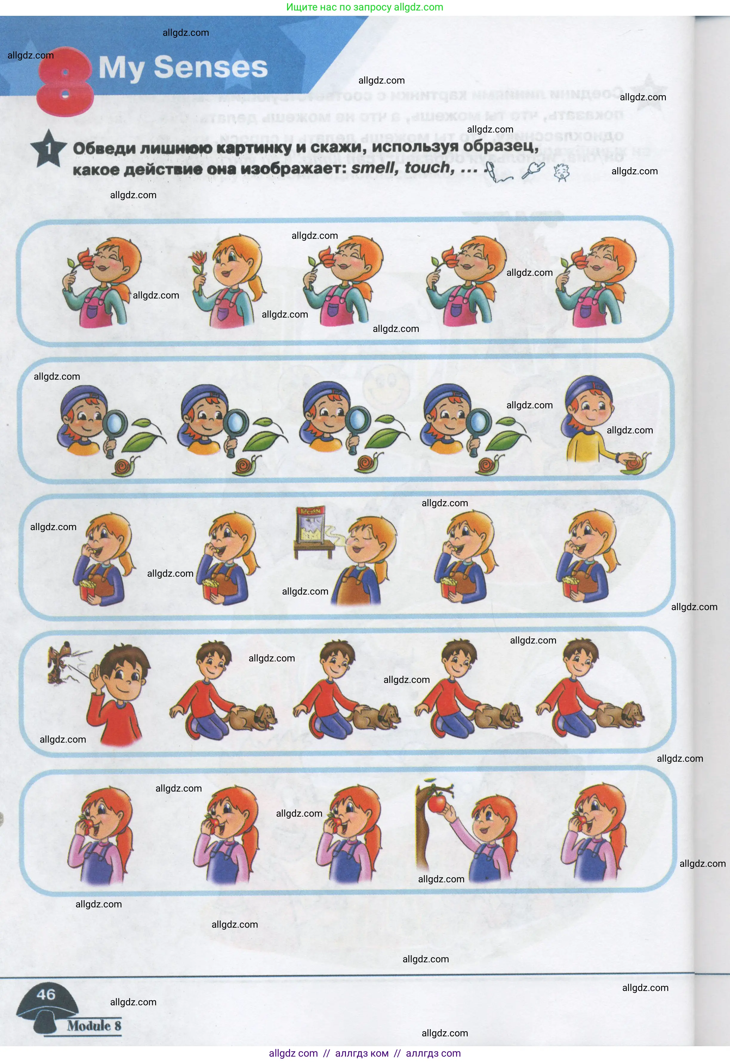 Английский язык (english), 1 класс Рабочая тетрадь (workbook), авторы: Баранова Ксения Михайловна (Baranova Ksenia), Дули Дженни (Dooley Jenny), Копылова Виктория Викторовна (Kopylova Victoria), Мильруд Радислав Петрович (Millrood Radislav), Эванс Вирджиния (Evans Virginia), издательство Просвещение, Москва, 2012, белого цвета, страница 46