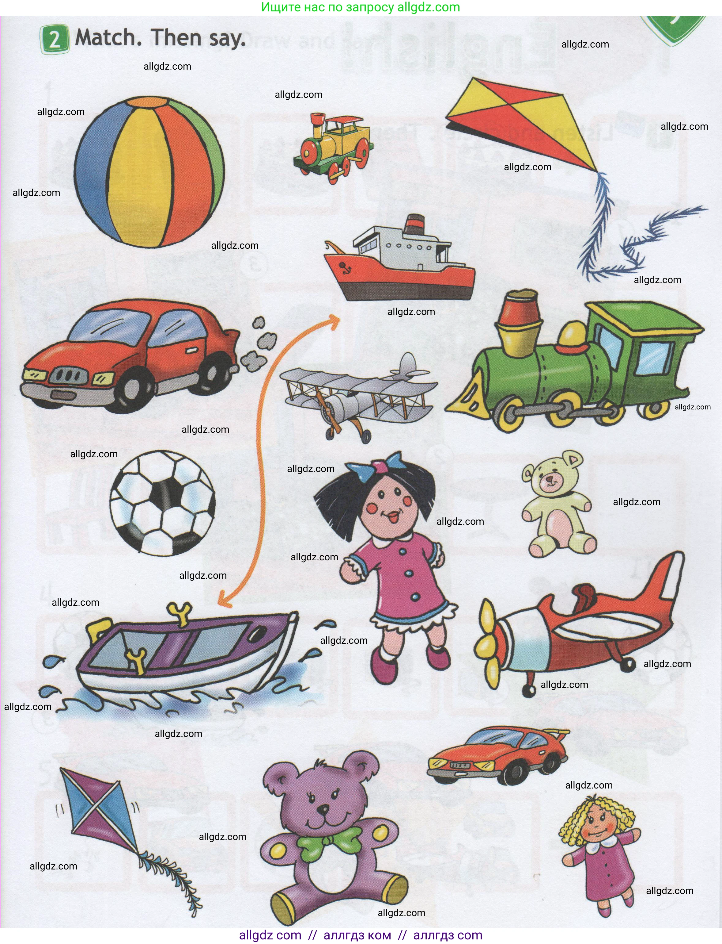 Английский язык (english), 1 класс Рабочая тетрадь (workbook), авторы: Быкова Надежда Ильинична (Bykova Nadezhda), Дули Дженни (Dooley Jenny), Поспелова Марина Давидовна (Pospelova Marina), Эванс Вирджиния (Evans Virginia), издательство Просвещение, Москва, 2012, страница 33, номер 2, Условие