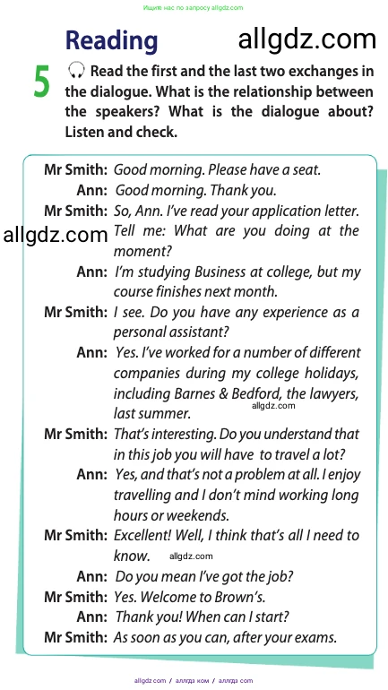 Английский язык (english), 10 класс Учебник (Student's book), авторы: Афанасьева Ольга Васильевна (Afanasyeva Olga), Дули Дженни (Dooley Jenny), Михеева Ирина Владимировна (Mikheeva Irina), Оби Боб (Obee Bob), Эванс Вирджиния (Evans Virginia), издательство Просвещение, Москва, 2019, красного цвета, страница 49, номер 5, Условие