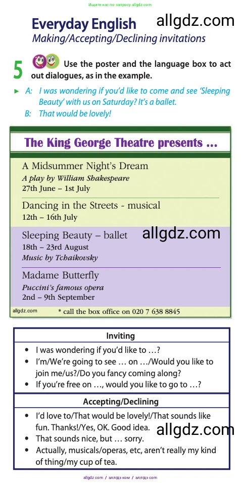 Английский язык (english), 10 класс Учебник (Student's book), авторы: Афанасьева Ольга Васильевна (Afanasyeva Olga), Дули Дженни (Dooley Jenny), Михеева Ирина Владимировна (Mikheeva Irina), Оби Боб (Obee Bob), Эванс Вирджиния (Evans Virginia), издательство Просвещение, Москва, 2019, красного цвета, страница 125, номер 5, Условие