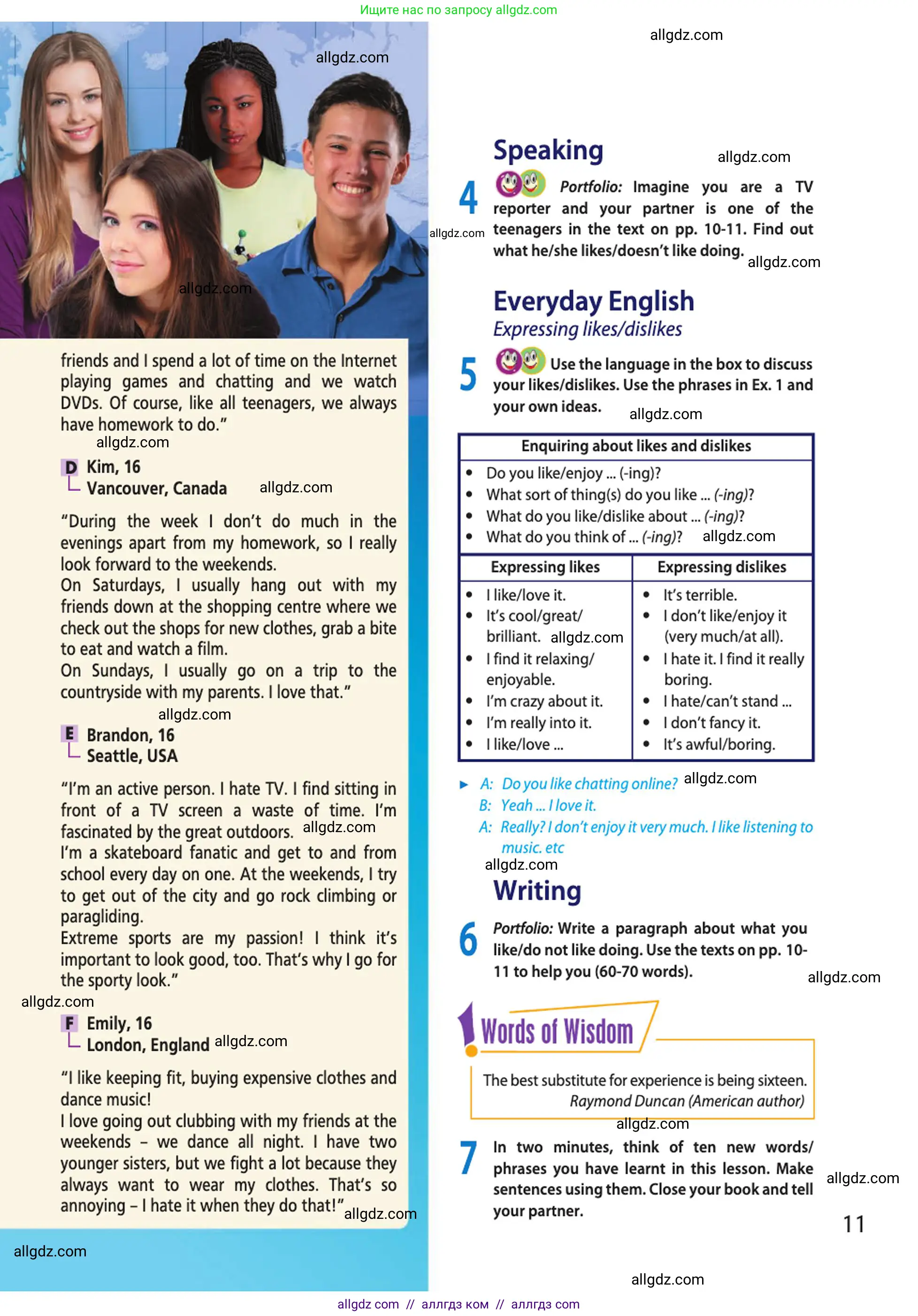 Английский язык (english), 10 класс Учебник (Student's book), авторы: Афанасьева Ольга Васильевна (Afanasyeva Olga), Дули Дженни (Dooley Jenny), Михеева Ирина Владимировна (Mikheeva Irina), Оби Боб (Obee Bob), Эванс Вирджиния (Evans Virginia), издательство Просвещение, Москва, 2019, красного цвета, страница 11