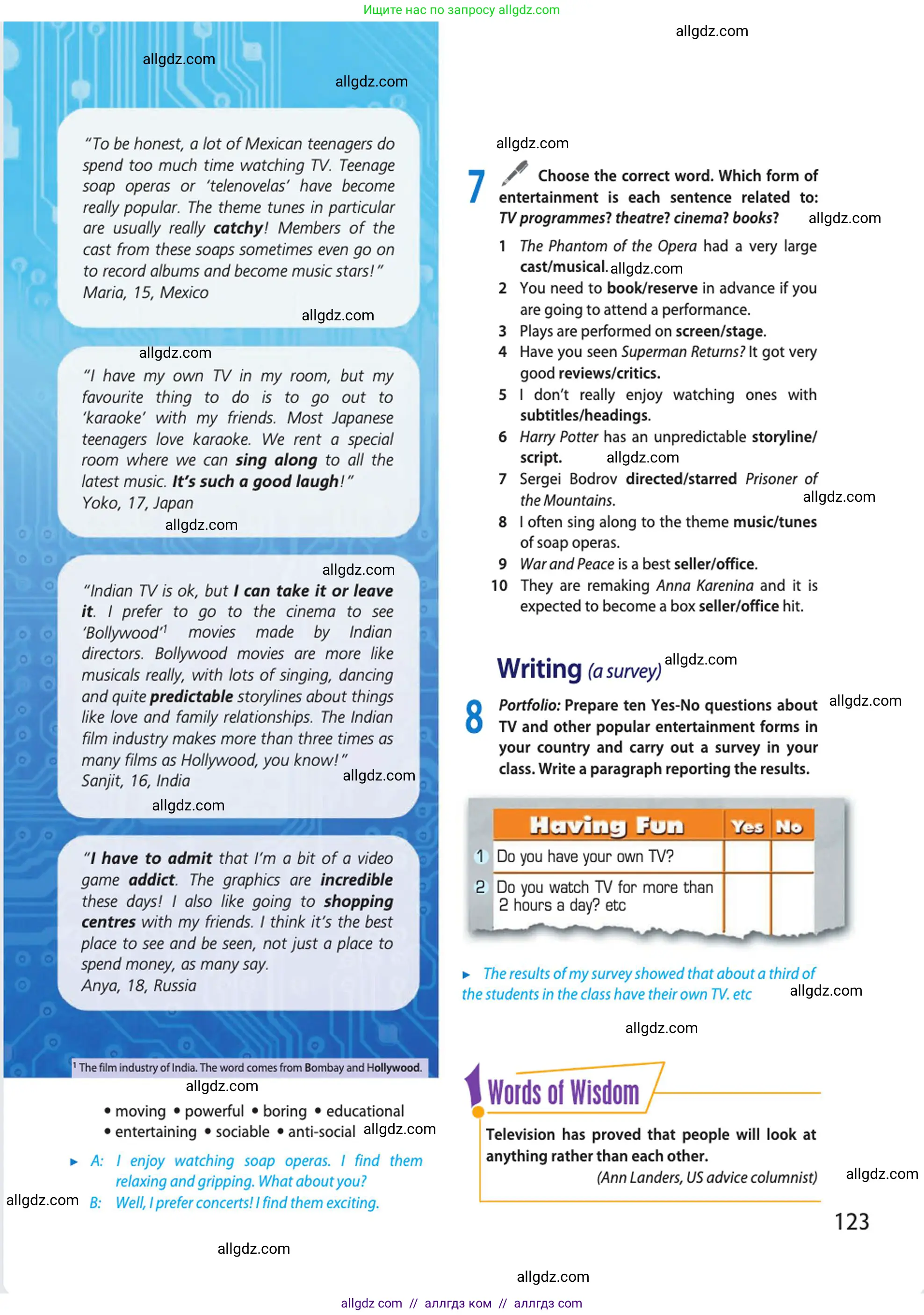 Английский язык (english), 10 класс Учебник (Student's book), авторы: Афанасьева Ольга Васильевна (Afanasyeva Olga), Дули Дженни (Dooley Jenny), Михеева Ирина Владимировна (Mikheeva Irina), Оби Боб (Obee Bob), Эванс Вирджиния (Evans Virginia), издательство Просвещение, Москва, 2019, красного цвета, страница 123