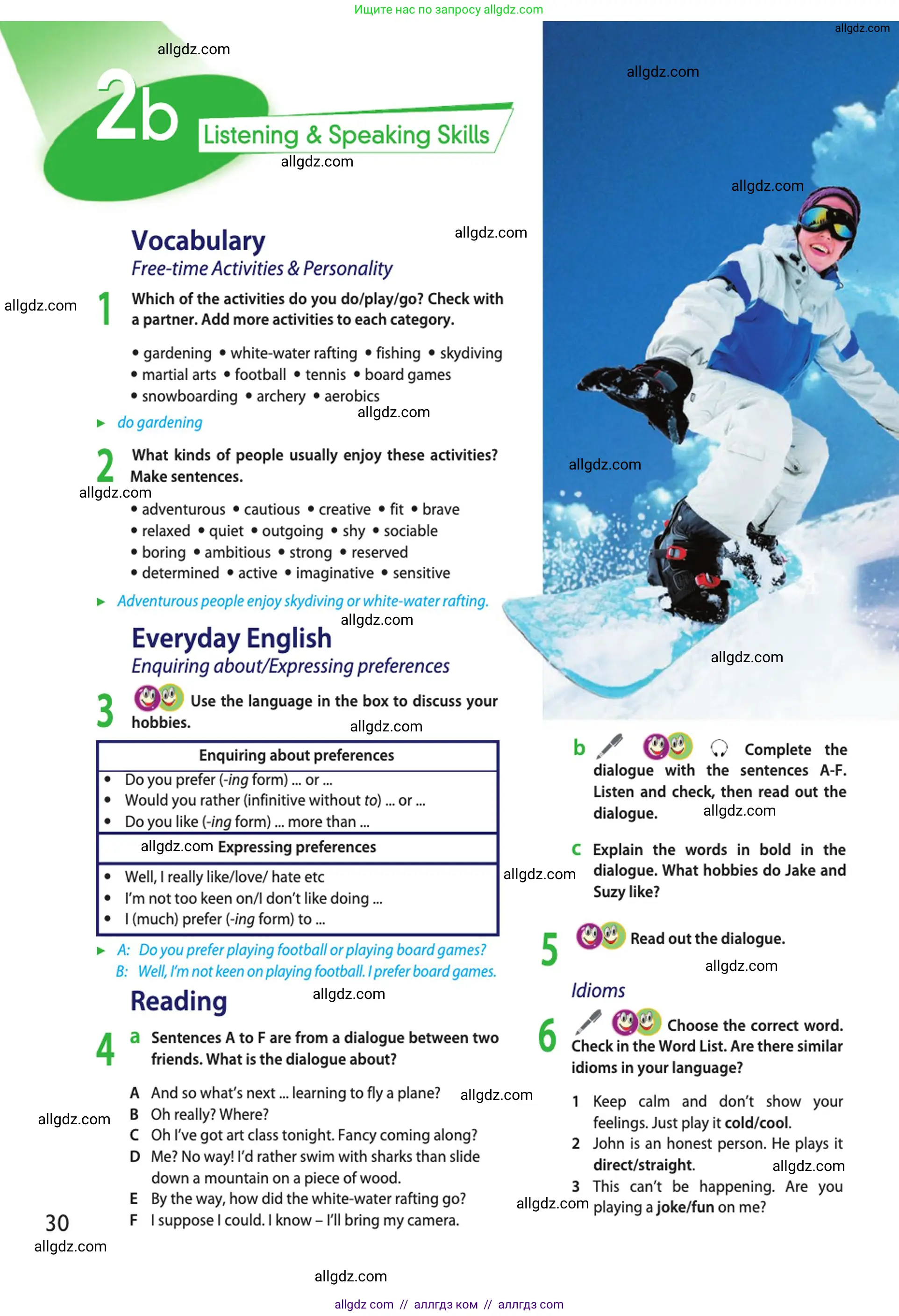 Английский язык (english), 10 класс Учебник (Student's book), авторы: Афанасьева Ольга Васильевна (Afanasyeva Olga), Дули Дженни (Dooley Jenny), Михеева Ирина Владимировна (Mikheeva Irina), Оби Боб (Obee Bob), Эванс Вирджиния (Evans Virginia), издательство Просвещение, Москва, 2019, красного цвета, страница 30