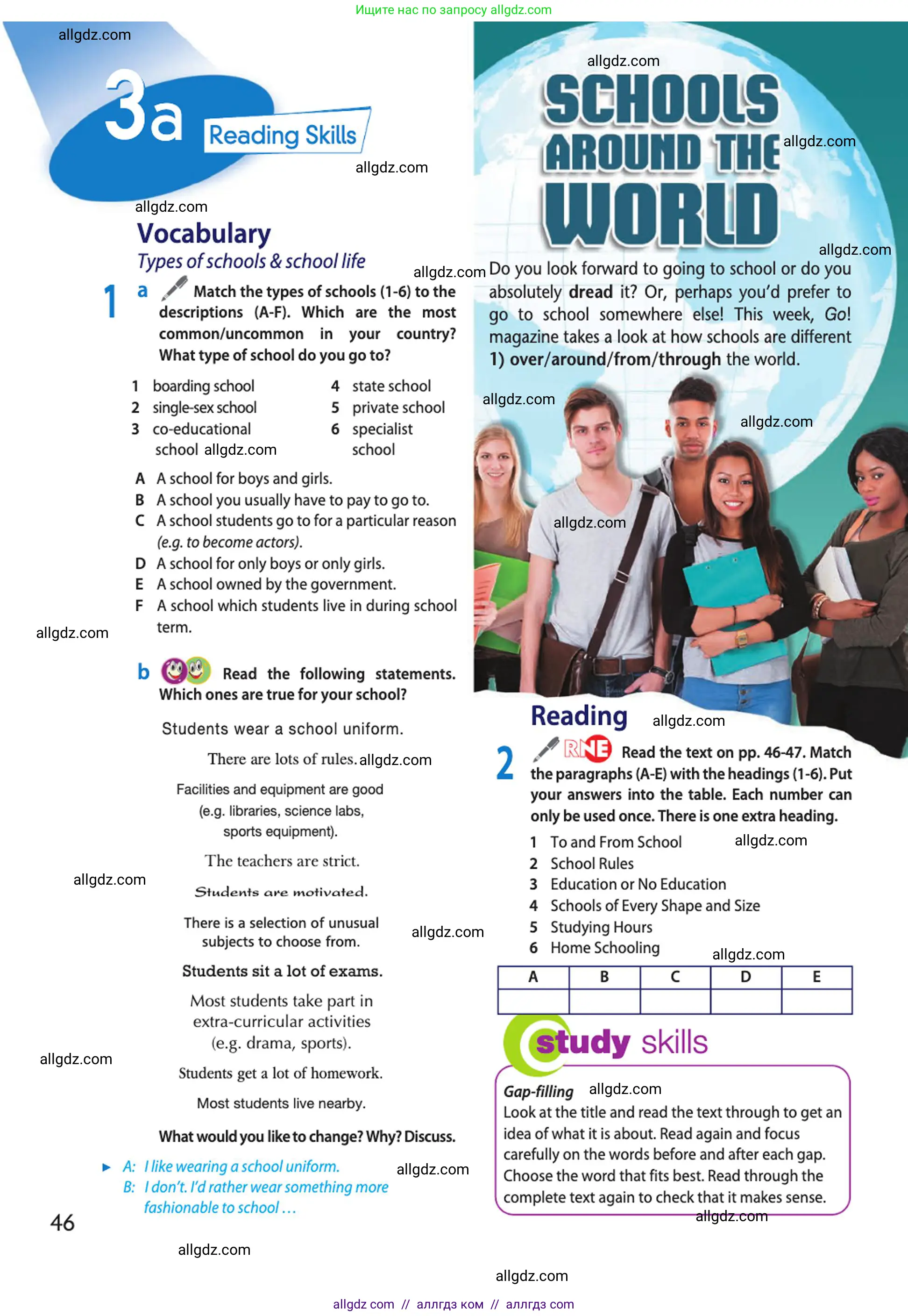 Английский язык (english), 10 класс Учебник (Student's book), авторы: Афанасьева Ольга Васильевна (Afanasyeva Olga), Дули Дженни (Dooley Jenny), Михеева Ирина Владимировна (Mikheeva Irina), Оби Боб (Obee Bob), Эванс Вирджиния (Evans Virginia), издательство Просвещение, Москва, 2019, красного цвета, страница 46