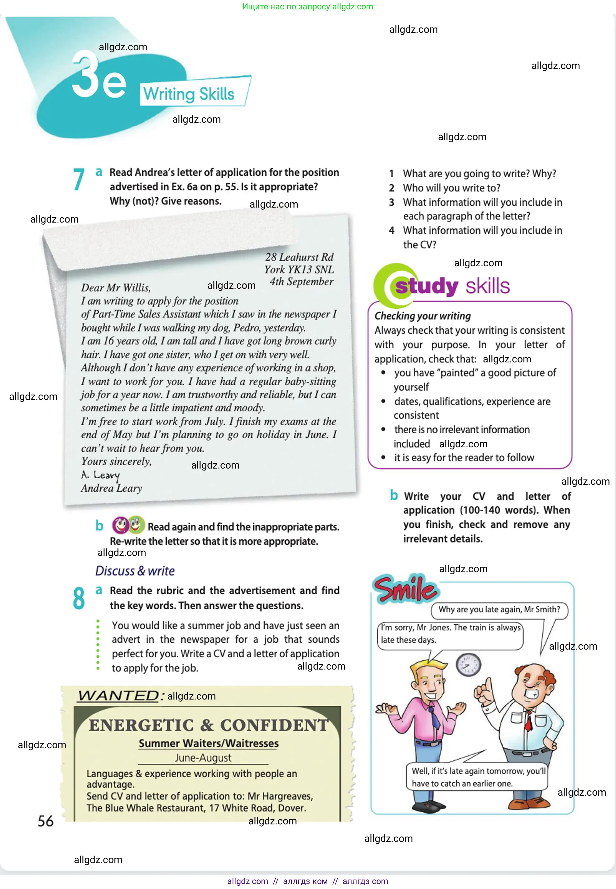 Английский язык (english), 10 класс Учебник (Student's book), авторы: Афанасьева Ольга Васильевна (Afanasyeva Olga), Дули Дженни (Dooley Jenny), Михеева Ирина Владимировна (Mikheeva Irina), Оби Боб (Obee Bob), Эванс Вирджиния (Evans Virginia), издательство Просвещение, Москва, 2019, красного цвета, страница 56