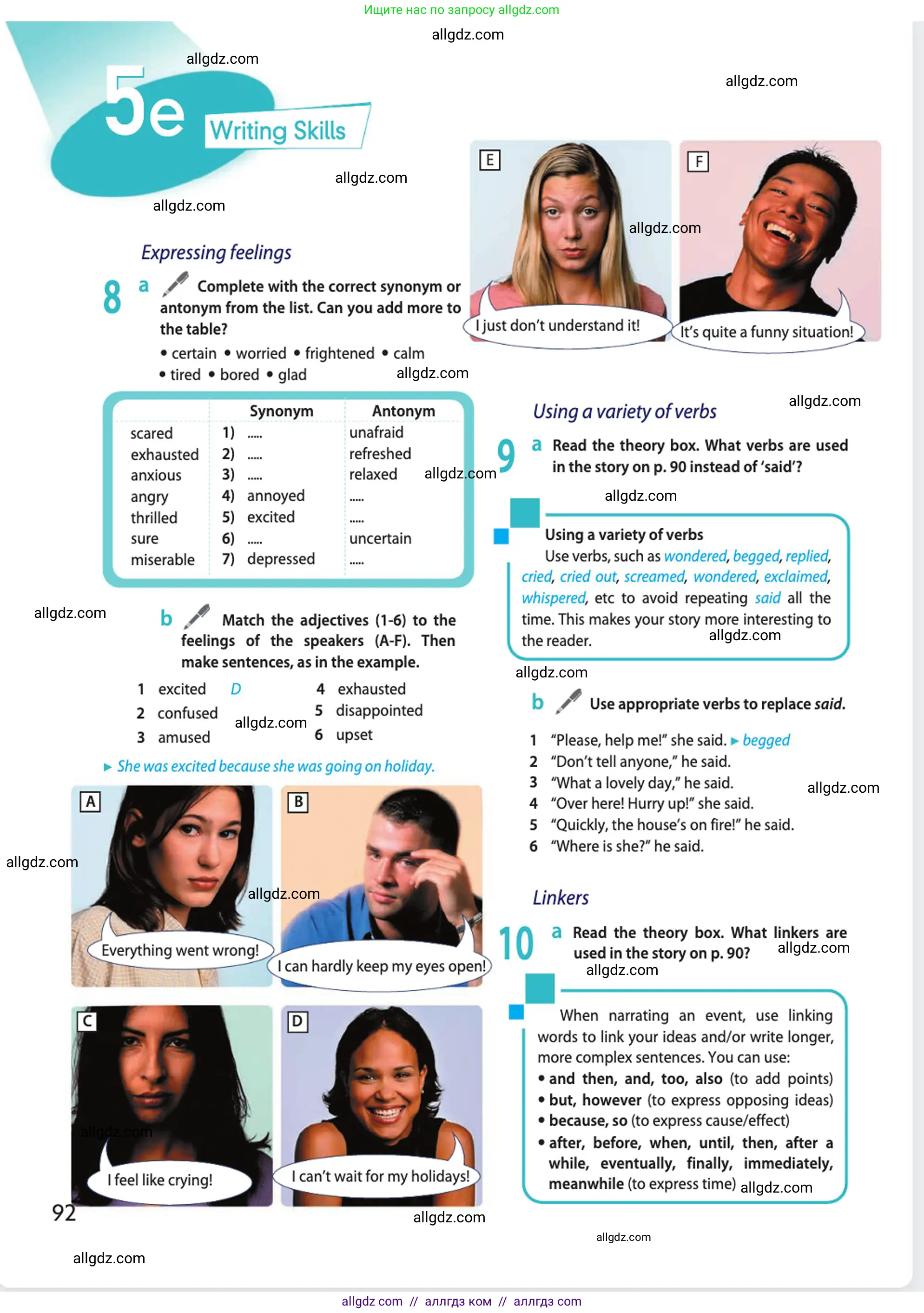 Английский язык (english), 10 класс Учебник (Student's book), авторы: Афанасьева Ольга Васильевна (Afanasyeva Olga), Дули Дженни (Dooley Jenny), Михеева Ирина Владимировна (Mikheeva Irina), Оби Боб (Obee Bob), Эванс Вирджиния (Evans Virginia), издательство Просвещение, Москва, 2019, красного цвета, страница 92