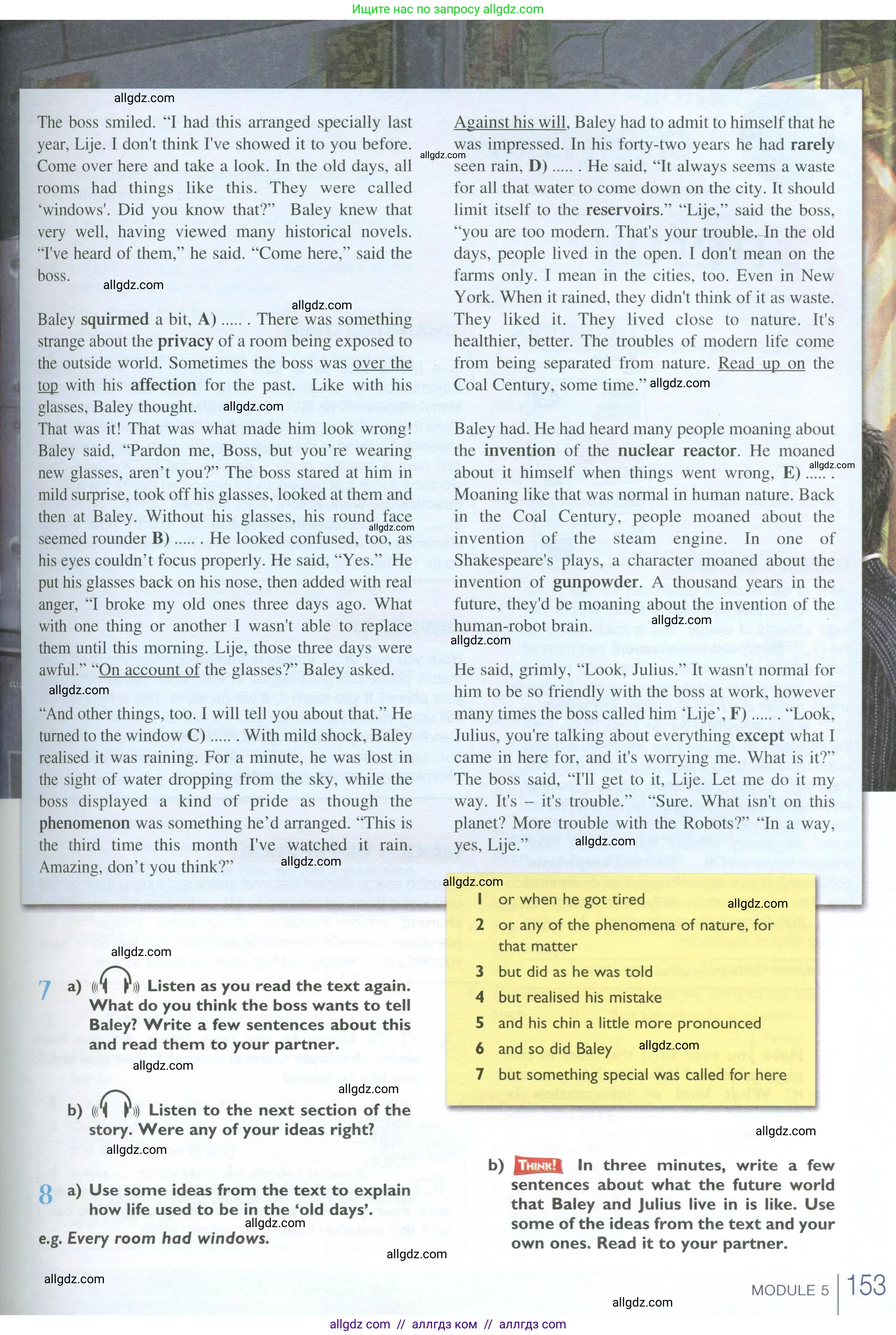 Английский язык (english), 10 класс Учебник (Student's book), авторы: Баранова Ксения Михайловна (Baranova Ksenia), Дули Дженни (Dooley Jenny), Копылова Виктория Викторовна (Kopylova Victoria), Мильруд Радислав Петрович (Millrood Radislav), Эванс Вирджиния (Evans Virginia), издательство Просвещение, Москва, 2019, белого цвета, страница 153