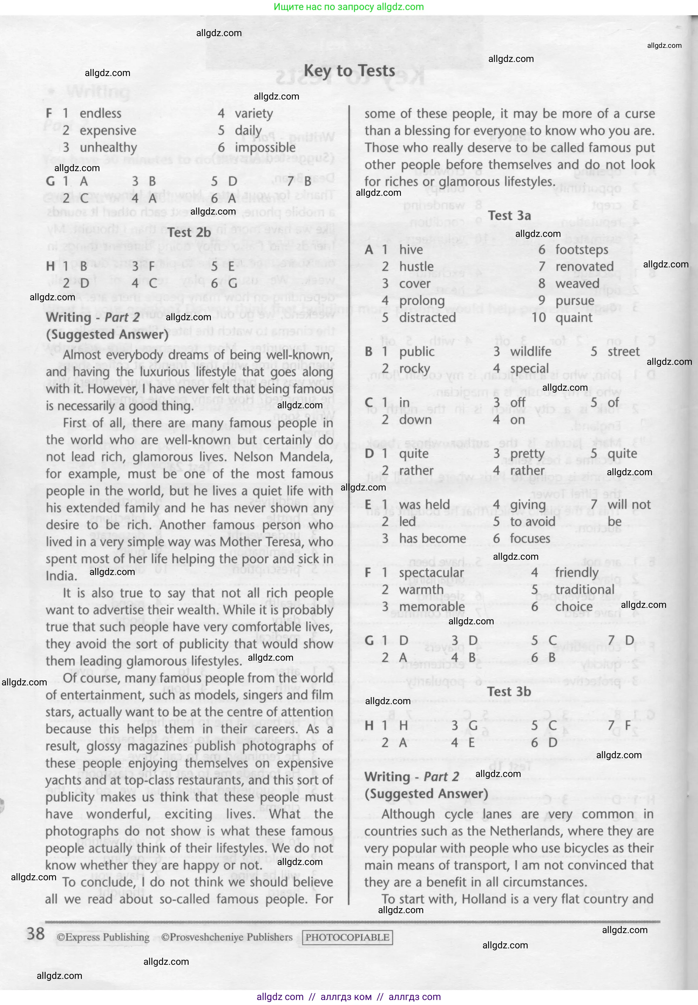 Английский язык (english), 10 класс контрольные задания (test booklet), авторы: Баранова Ксения Михайловна (Baranova Ksenia), Дули Дженни (Dooley Jenny), Копылова Виктория Викторовна (Kopylova Victoria), Мильруд Радислав Петрович (Millrood Radislav), Эванс Вирджиния (Evans Virginia), издательство Просвещение, Москва, 2019, серого цвета, страница 38