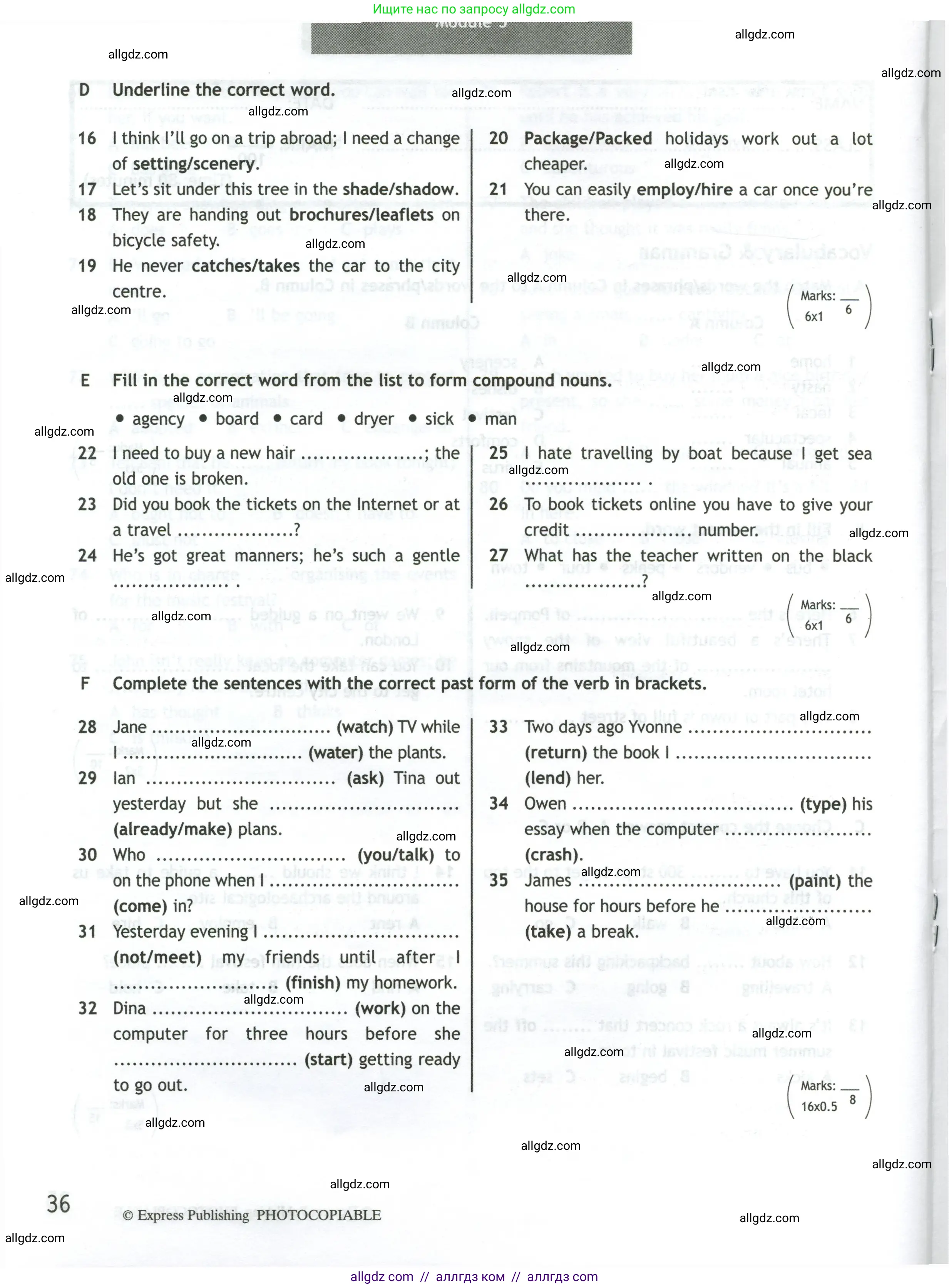 Английский язык (english), 10 класс контрольные задания (test booklet), авторы: Афанасьева Ольга Васильевна (Afanasyeva Olga), Дули Дженни (Dooley Jenny), Михеева Ирина Владимировна (Mikheeva Irina), Эванс Вирджиния (Evans Virginia), издательство Просвещение, Москва, 2019, красного цвета, страница 36