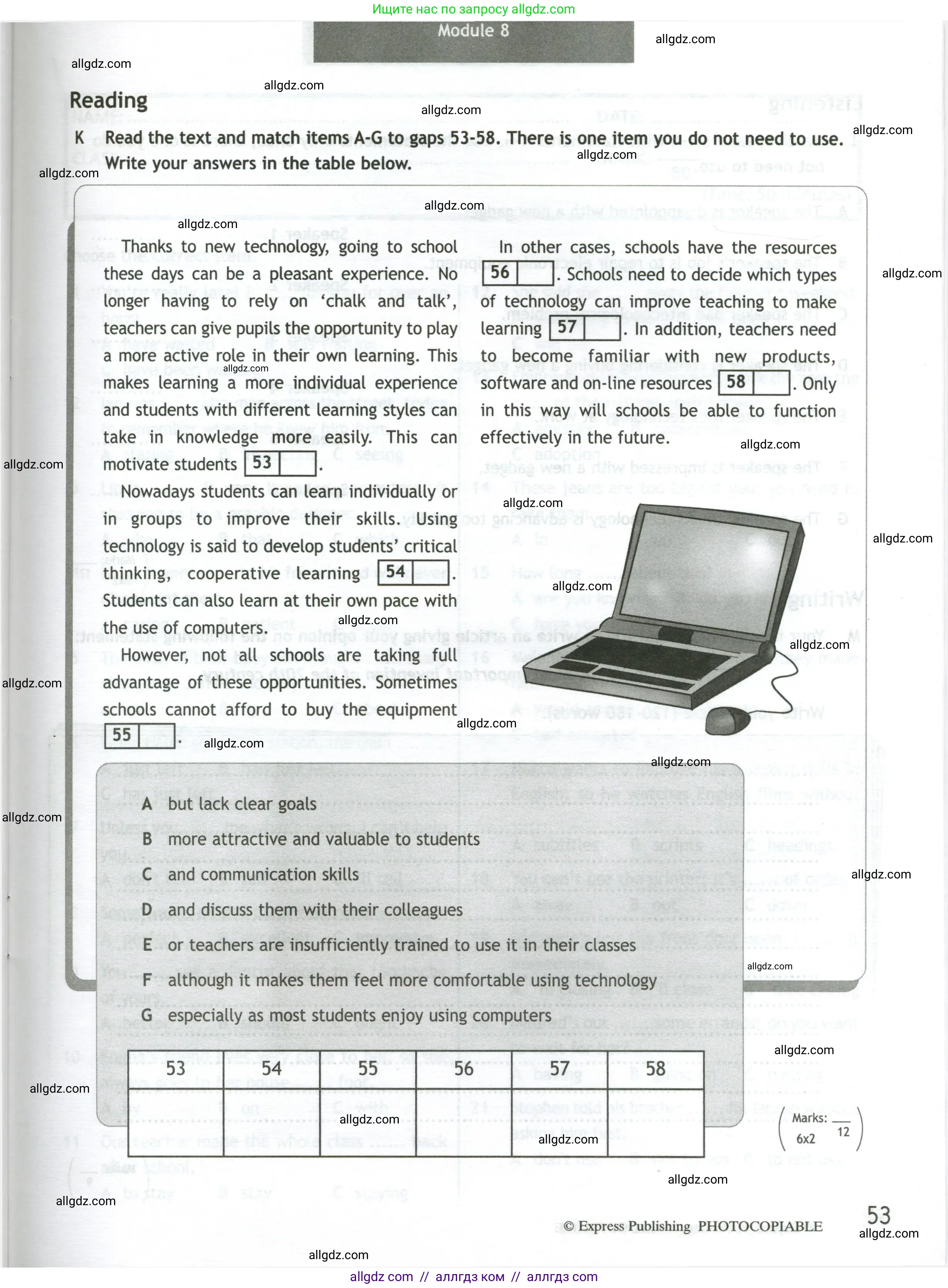 Английский язык (english), 10 класс контрольные задания (test booklet), авторы: Афанасьева Ольга Васильевна (Afanasyeva Olga), Дули Дженни (Dooley Jenny), Михеева Ирина Владимировна (Mikheeva Irina), Эванс Вирджиния (Evans Virginia), издательство Просвещение, Москва, 2019, красного цвета, страница 53
