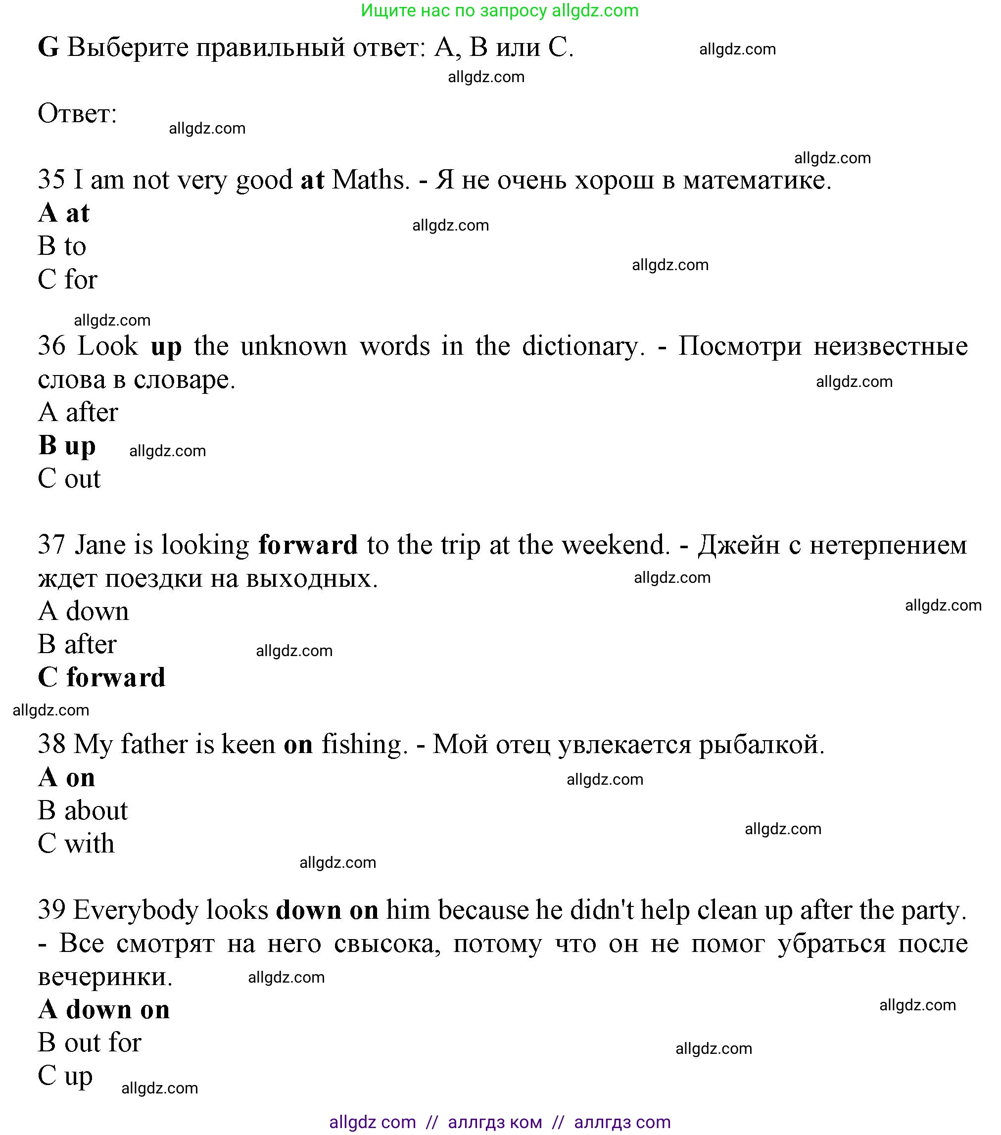 Английский язык (english), 10 класс контрольные задания (test booklet), авторы: Афанасьева Ольга Васильевна (Afanasyeva Olga), Дули Дженни (Dooley Jenny), Михеева Ирина Владимировна (Mikheeva Irina), Эванс Вирджиния (Evans Virginia), издательство Просвещение, Москва, 2019, красного цвета, страница 11, номер G, Решение 1