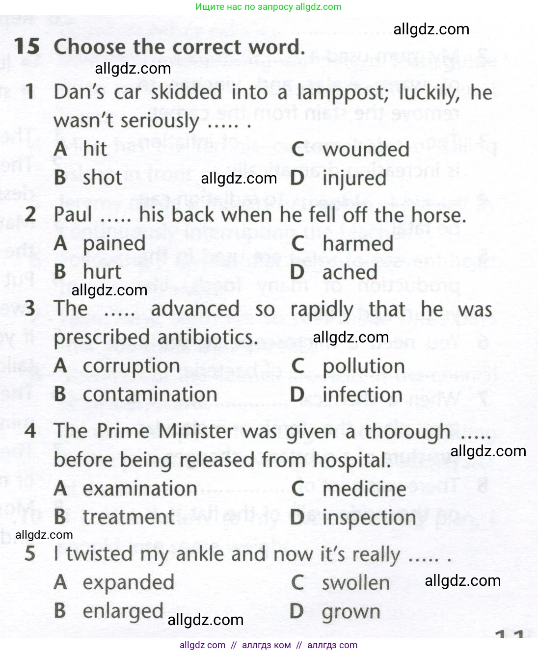 Английский язык (english), 10 класс Лексический практикум (vocabulary practice), авторы: Баранова Ксения Михайловна (Baranova Ksenia), Дули Дженни (Dooley Jenny), Копылова Виктория Викторовна (Kopylova Victoria), Мильруд Радислав Петрович (Millrood Radislav), Эванс Вирджиния (Evans Virginia), издательство Просвещение, Москва, 2019, серого цвета, страница 11, номер 15, Условие