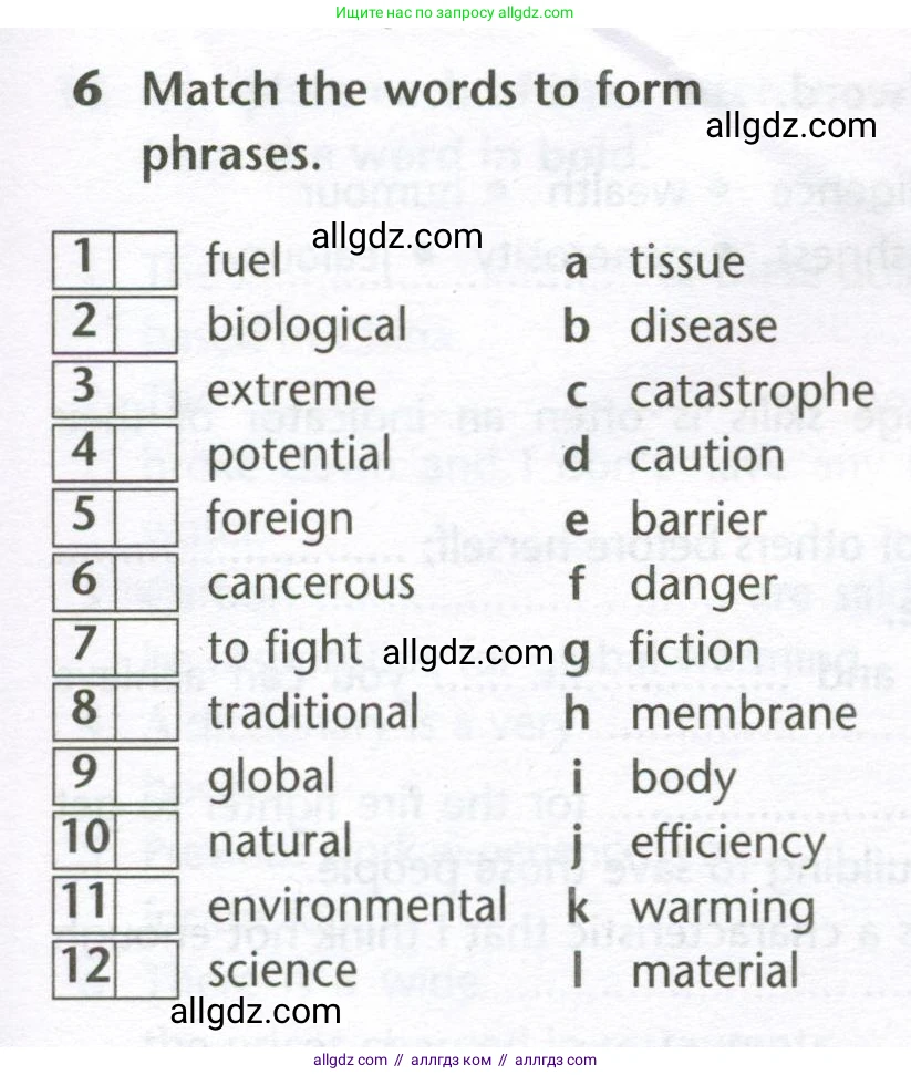 Английский язык (english), 10 класс Лексический практикум (vocabulary practice), авторы: Баранова Ксения Михайловна (Baranova Ksenia), Дули Дженни (Dooley Jenny), Копылова Виктория Викторовна (Kopylova Victoria), Мильруд Радислав Петрович (Millrood Radislav), Эванс Вирджиния (Evans Virginia), издательство Просвещение, Москва, 2019, серого цвета, страница 25, номер 6, Условие