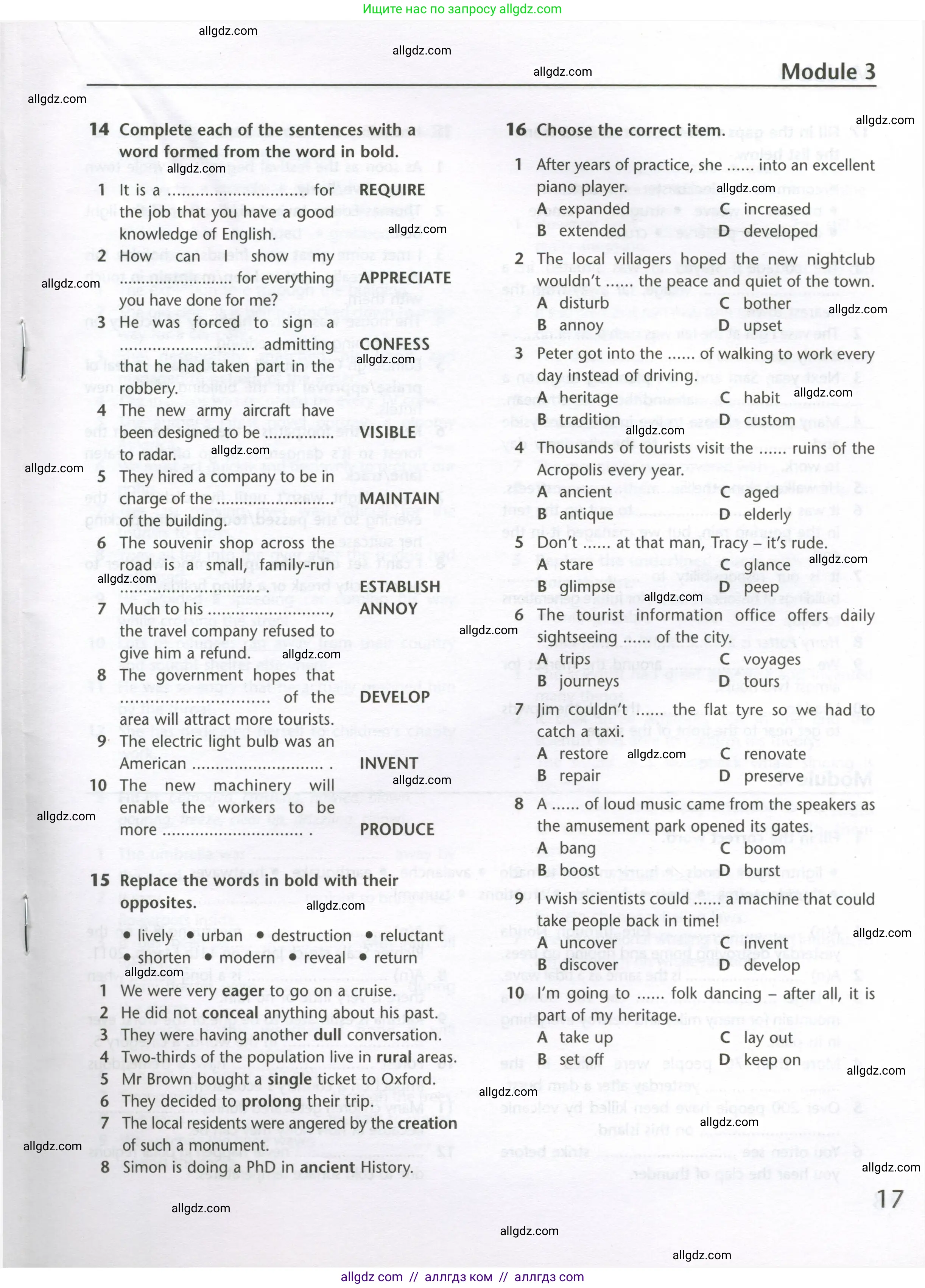 Английский язык (english), 10 класс Лексический практикум (vocabulary practice), авторы: Баранова Ксения Михайловна (Baranova Ksenia), Дули Дженни (Dooley Jenny), Копылова Виктория Викторовна (Kopylova Victoria), Мильруд Радислав Петрович (Millrood Radislav), Эванс Вирджиния (Evans Virginia), издательство Просвещение, Москва, 2019, серого цвета, страница 17