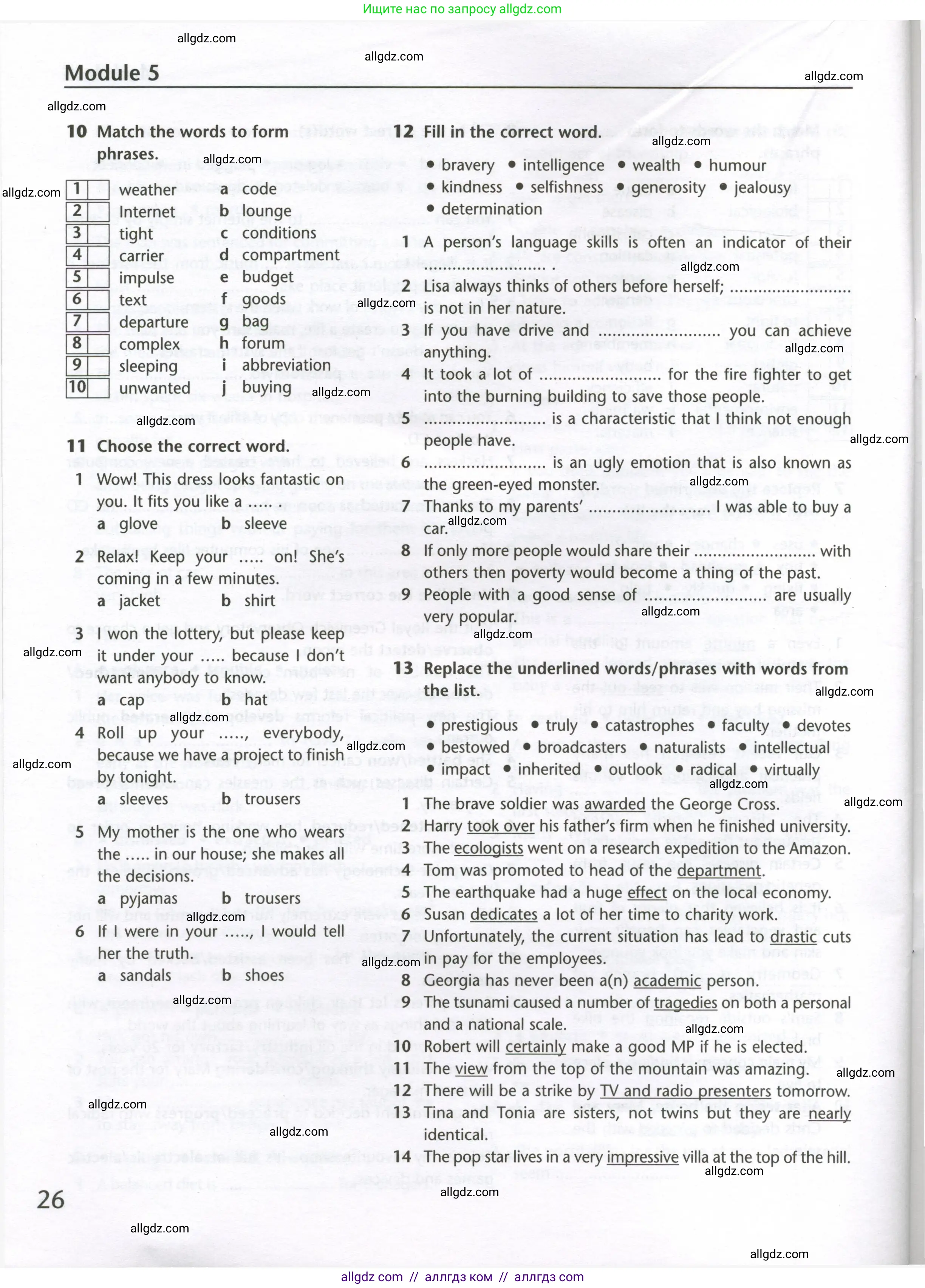 Английский язык (english), 10 класс Лексический практикум (vocabulary practice), авторы: Баранова Ксения Михайловна (Baranova Ksenia), Дули Дженни (Dooley Jenny), Копылова Виктория Викторовна (Kopylova Victoria), Мильруд Радислав Петрович (Millrood Radislav), Эванс Вирджиния (Evans Virginia), издательство Просвещение, Москва, 2019, серого цвета, страница 26