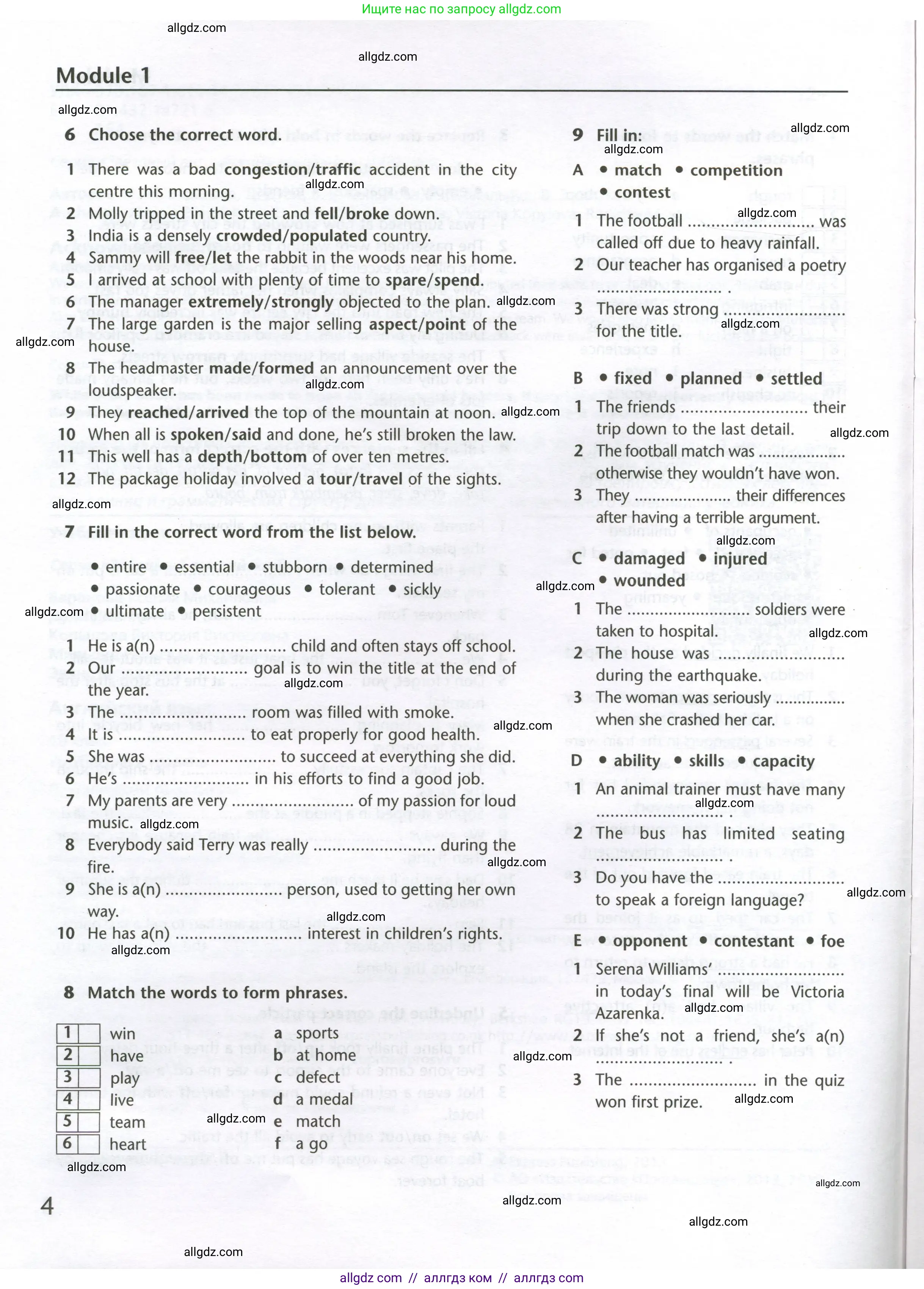 Английский язык (english), 10 класс Лексический практикум (vocabulary practice), авторы: Баранова Ксения Михайловна (Baranova Ksenia), Дули Дженни (Dooley Jenny), Копылова Виктория Викторовна (Kopylova Victoria), Мильруд Радислав Петрович (Millrood Radislav), Эванс Вирджиния (Evans Virginia), издательство Просвещение, Москва, 2019, серого цвета, страница 4