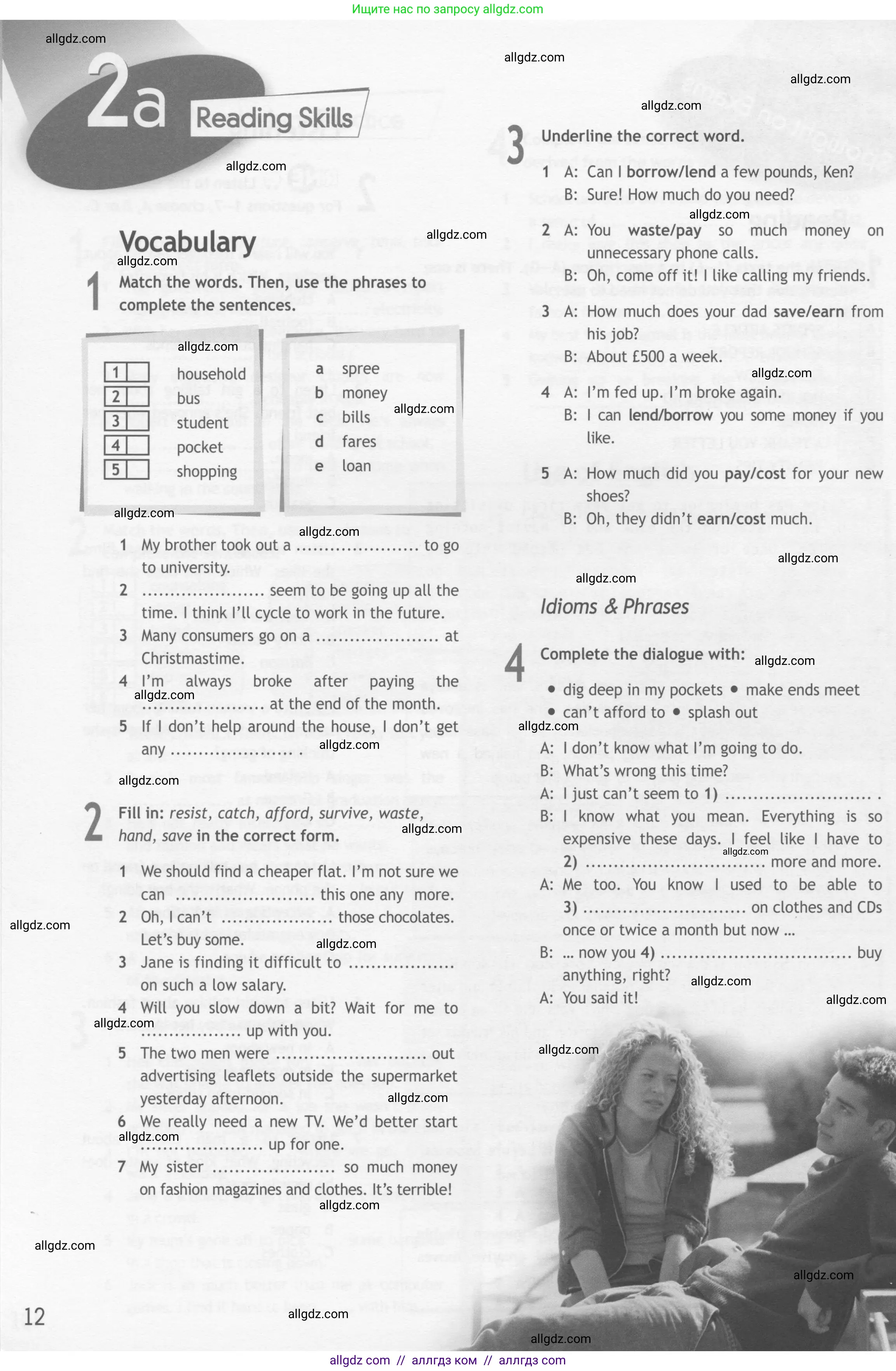 Английский язык (english), 10 класс Рабочая тетрадь (workbook), авторы: Афанасьева Ольга Васильевна (Afanasyeva Olga), Дули Дженни (Dooley Jenny), Михеева Ирина Владимировна (Mikheeva Irina), Оби Боб (Obee Bob), Эванс Вирджиния (Evans Virginia), издательство Просвещение, Москва, 2019, красного цвета, страница 12