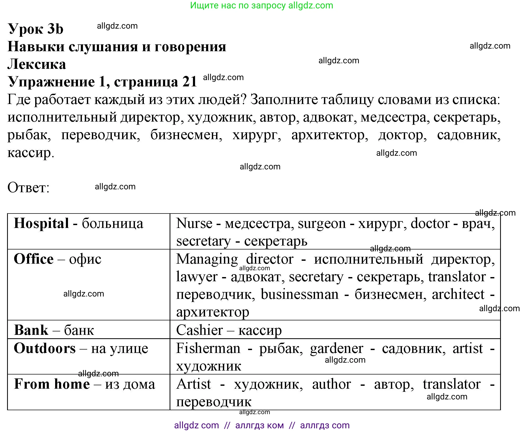 Английский язык (english), 10 класс Рабочая тетрадь (workbook), авторы: Афанасьева Ольга Васильевна (Afanasyeva Olga), Дули Дженни (Dooley Jenny), Михеева Ирина Владимировна (Mikheeva Irina), Оби Боб (Obee Bob), Эванс Вирджиния (Evans Virginia), издательство Просвещение, Москва, 2019, красного цвета, страница 21, номер 1, Решение 1