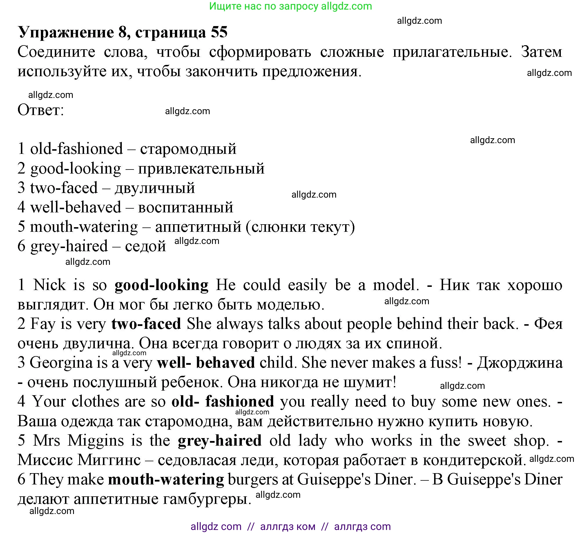 Английский язык (english), 10 класс Рабочая тетрадь (workbook), авторы: Афанасьева Ольга Васильевна (Afanasyeva Olga), Дули Дженни (Dooley Jenny), Михеева Ирина Владимировна (Mikheeva Irina), Оби Боб (Obee Bob), Эванс Вирджиния (Evans Virginia), издательство Просвещение, Москва, 2019, красного цвета, страница 55, номер 8, Решение 1