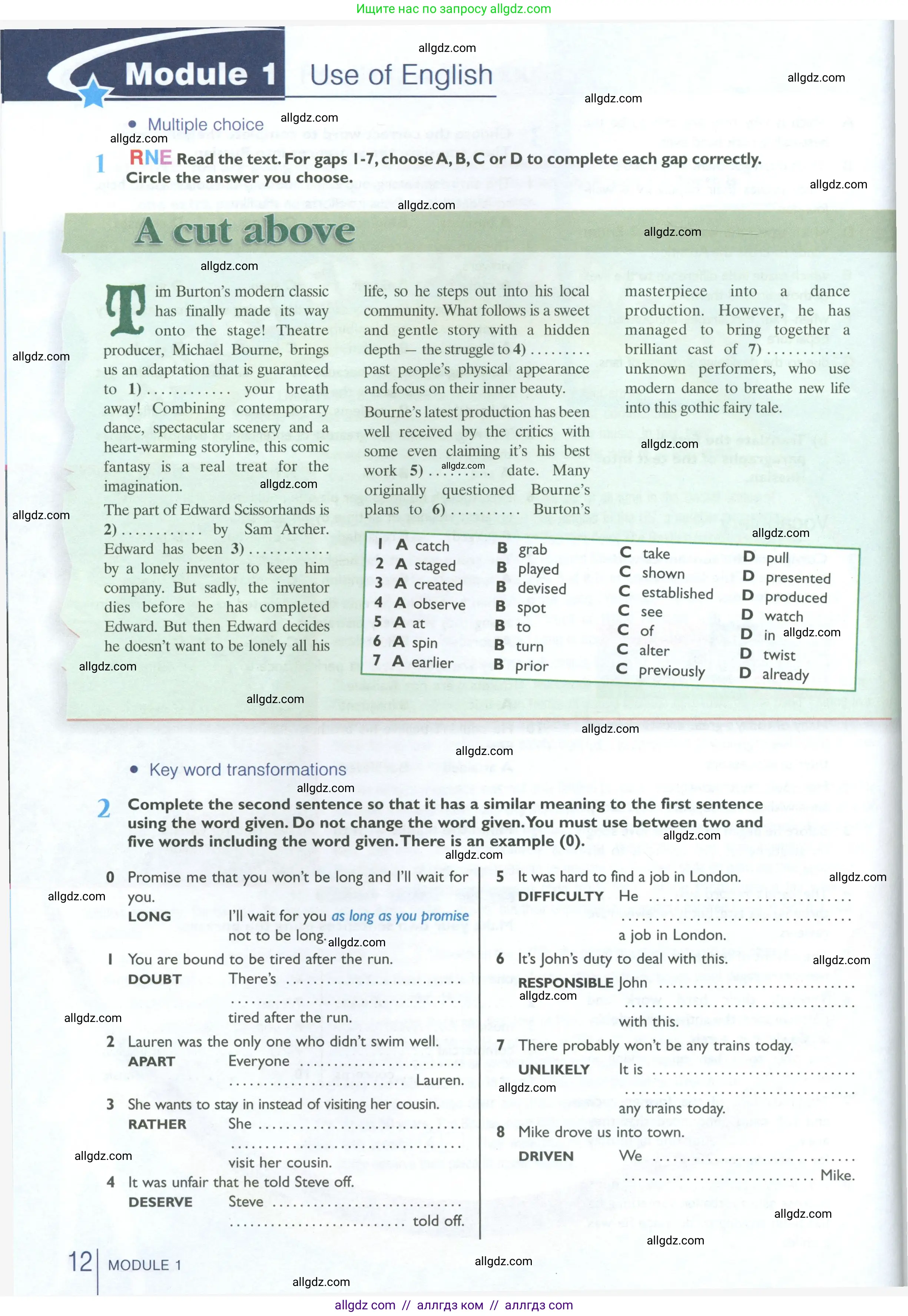Английский язык (english), 10 класс Рабочая тетрадь (workbook), авторы: Баранова Ксения Михайловна (Baranova Ksenia), Дули Дженни (Dooley Jenny), Копылова Виктория Викторовна (Kopylova Victoria), Мильруд Радислав Петрович (Millrood Radislav), Эванс Вирджиния (Evans Virginia), издательство Просвещение, Москва, 2019, белого цвета, страница 12