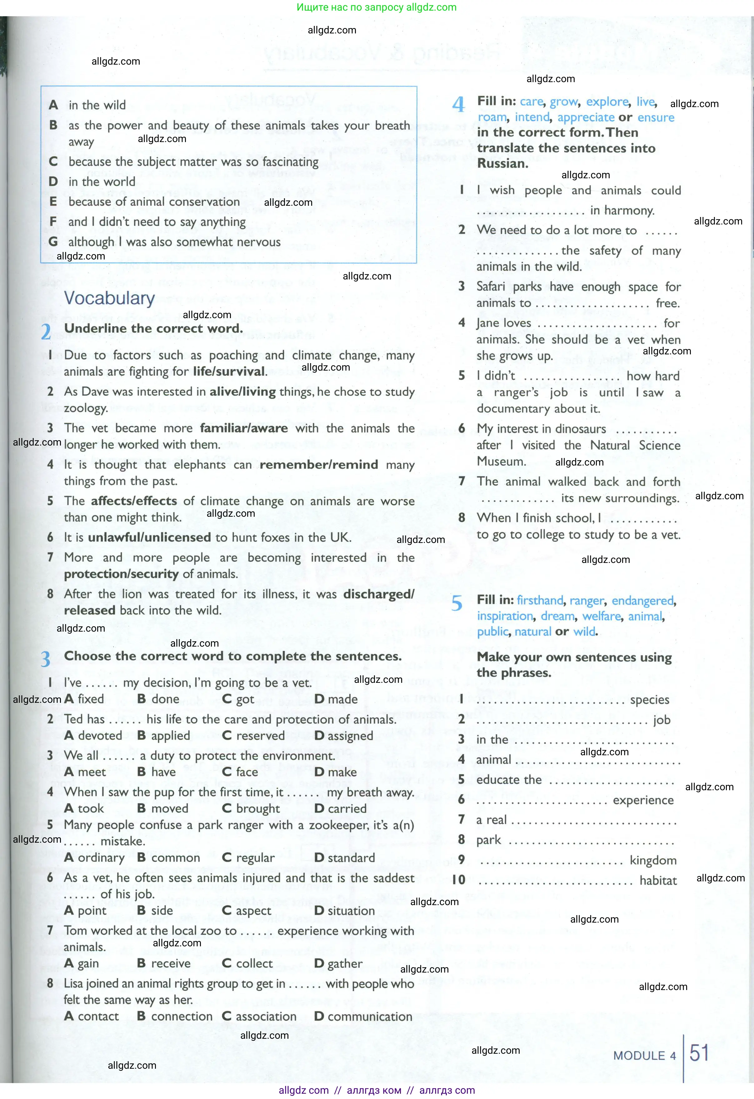 Английский язык (english), 10 класс Рабочая тетрадь (workbook), авторы: Баранова Ксения Михайловна (Baranova Ksenia), Дули Дженни (Dooley Jenny), Копылова Виктория Викторовна (Kopylova Victoria), Мильруд Радислав Петрович (Millrood Radislav), Эванс Вирджиния (Evans Virginia), издательство Просвещение, Москва, 2019, белого цвета, страница 51