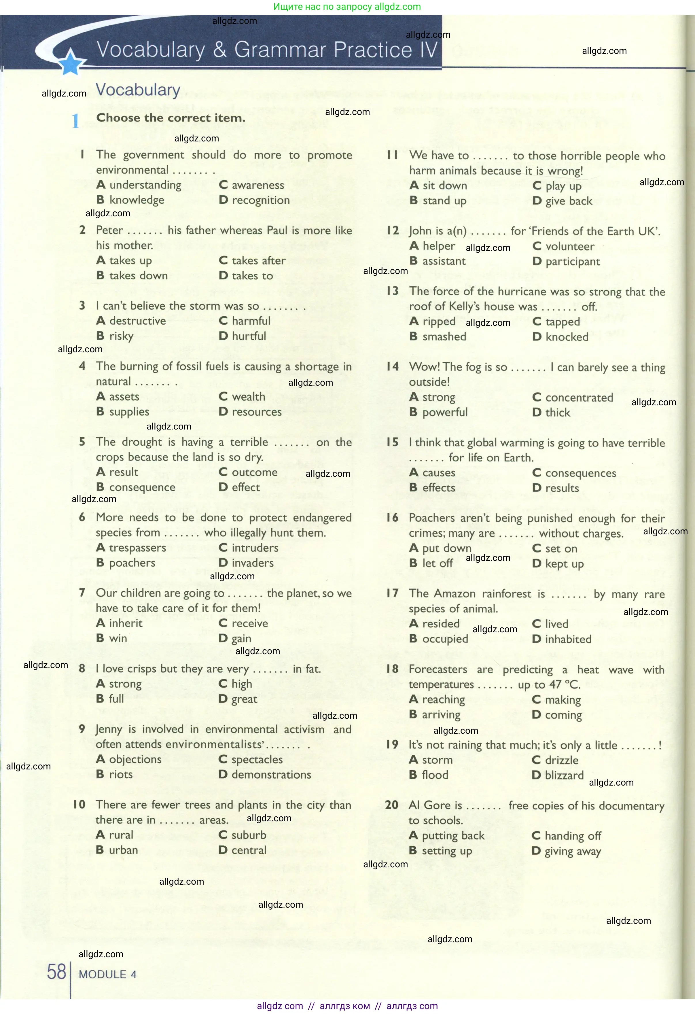 Английский язык (english), 10 класс Рабочая тетрадь (workbook), авторы: Баранова Ксения Михайловна (Baranova Ksenia), Дули Дженни (Dooley Jenny), Копылова Виктория Викторовна (Kopylova Victoria), Мильруд Радислав Петрович (Millrood Radislav), Эванс Вирджиния (Evans Virginia), издательство Просвещение, Москва, 2019, белого цвета, страница 58
