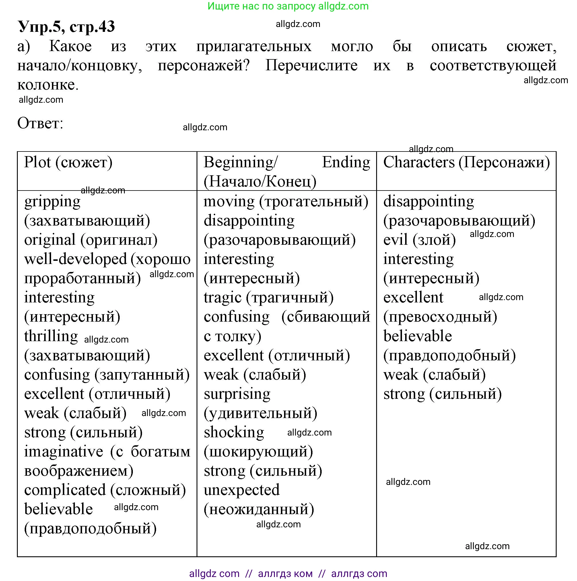 Английский язык (english), 10 класс Рабочая тетрадь (workbook), авторы: Баранова Ксения Михайловна (Baranova Ksenia), Дули Дженни (Dooley Jenny), Копылова Виктория Викторовна (Kopylova Victoria), Мильруд Радислав Петрович (Millrood Radislav), Эванс Вирджиния (Evans Virginia), издательство Просвещение, Москва, 2019, белого цвета, страница 43, номер 5, Решение 1