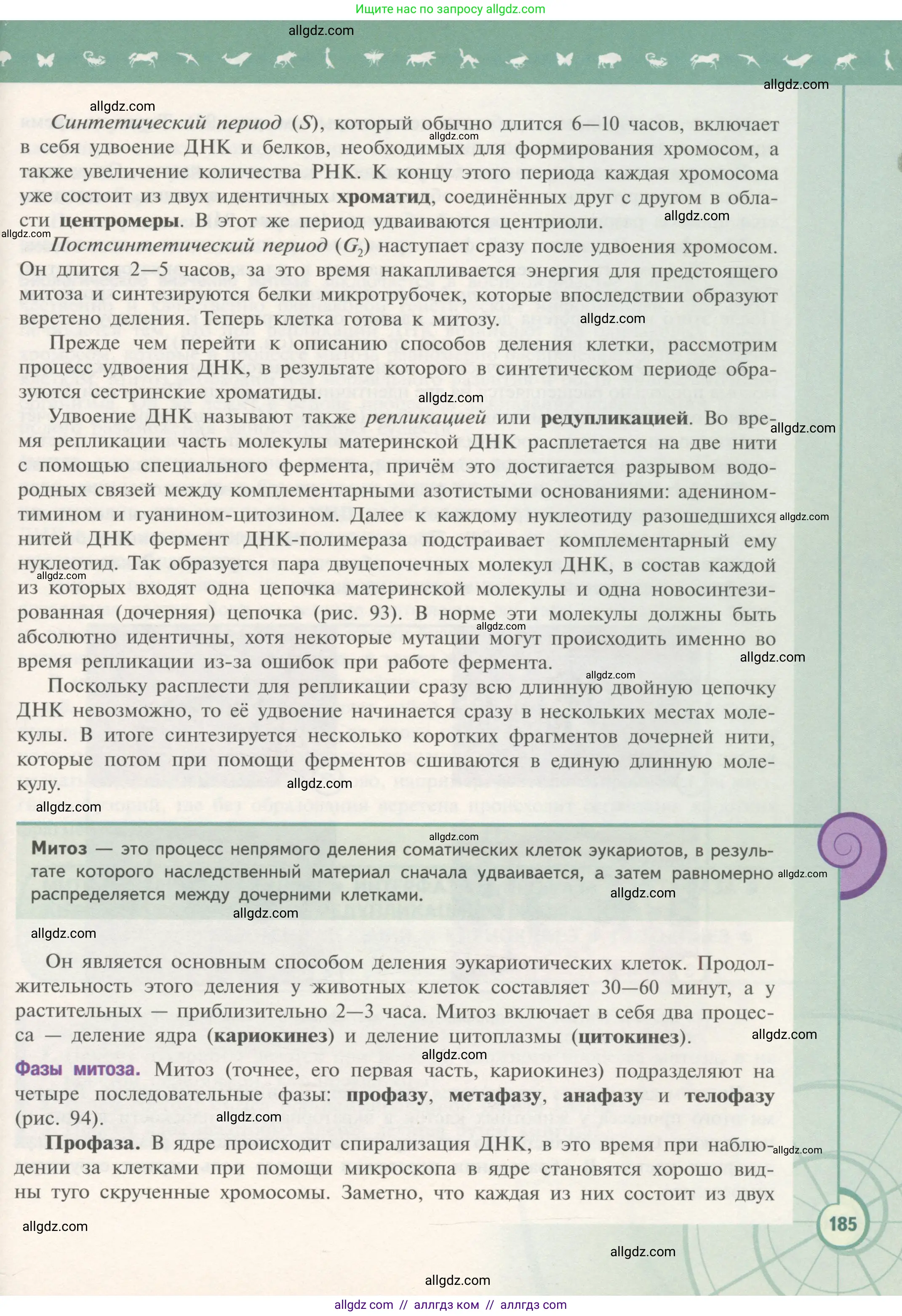 Биология, 10 класс Учебник, авторы: Пасечник Владимир Васильевич, Каменский Андрей Александрович, Рубцов Александр Михайлович, Швецов Глеб Геннадьевич, Гапонюк Зоя Георгиевна, издательство Просвещение, Москва, 2018, зелёного цвета, страница 185