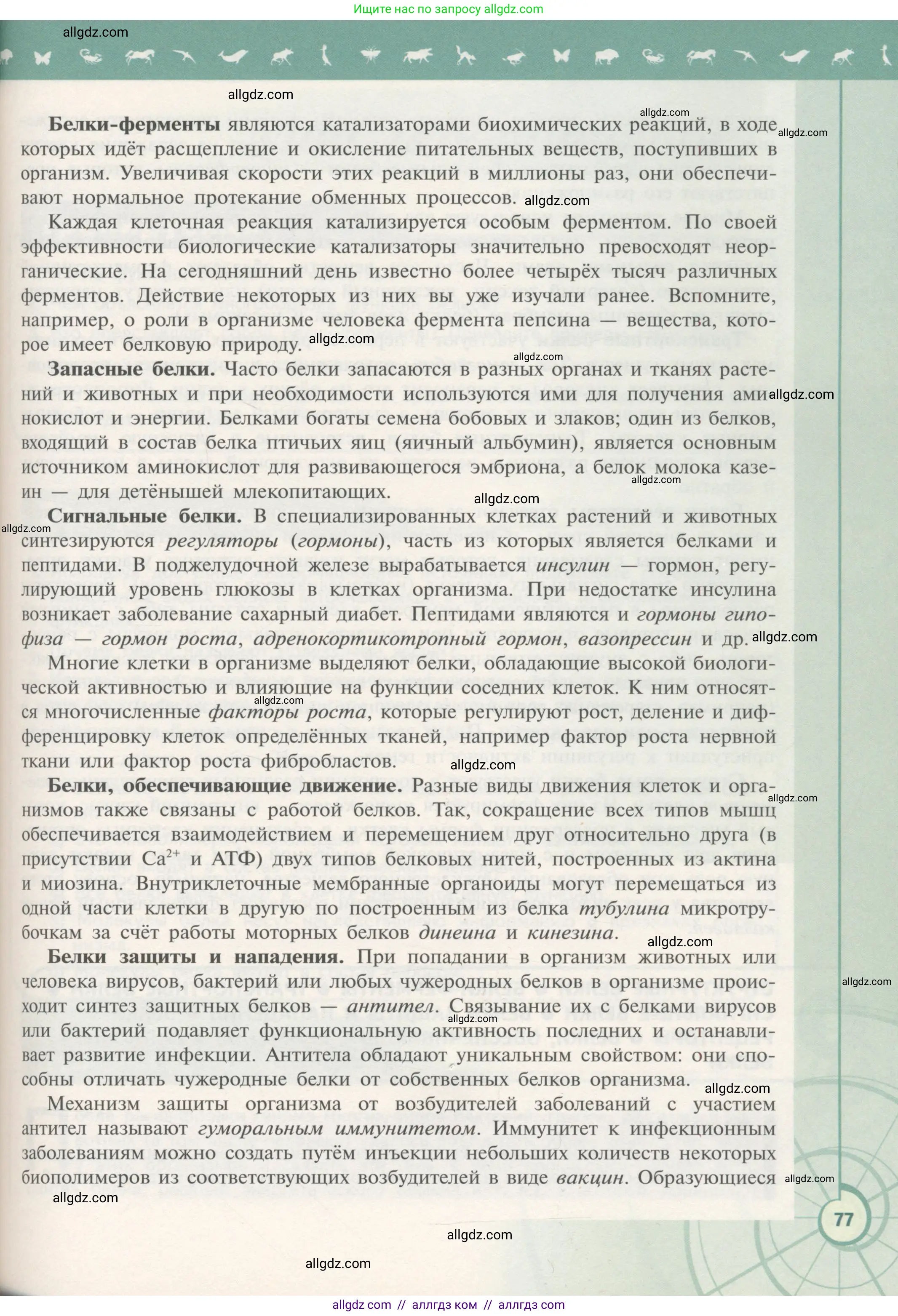 Биология, 10 класс Учебник, авторы: Пасечник Владимир Васильевич, Каменский Андрей Александрович, Рубцов Александр Михайлович, Швецов Глеб Геннадьевич, Гапонюк Зоя Георгиевна, издательство Просвещение, Москва, 2018, зелёного цвета, страница 77