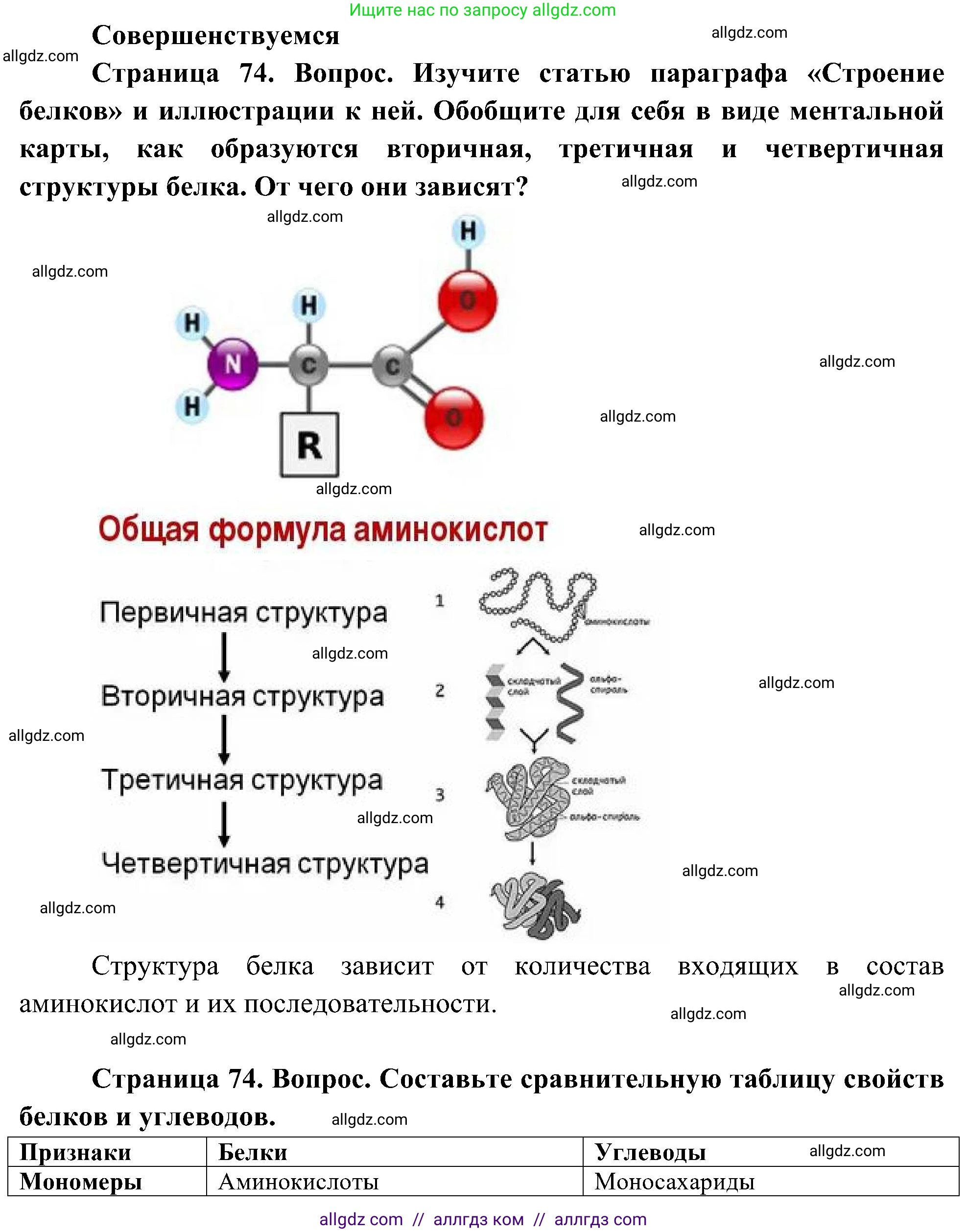 Биология, 10 класс Учебник, авторы: Пасечник Владимир Васильевич, Каменский Андрей Александрович, Рубцов Александр Михайлович, Швецов Глеб Геннадьевич, Гапонюк Зоя Георгиевна, издательство Просвещение, Москва, 2018, зелёного цвета, страница 74, Решение