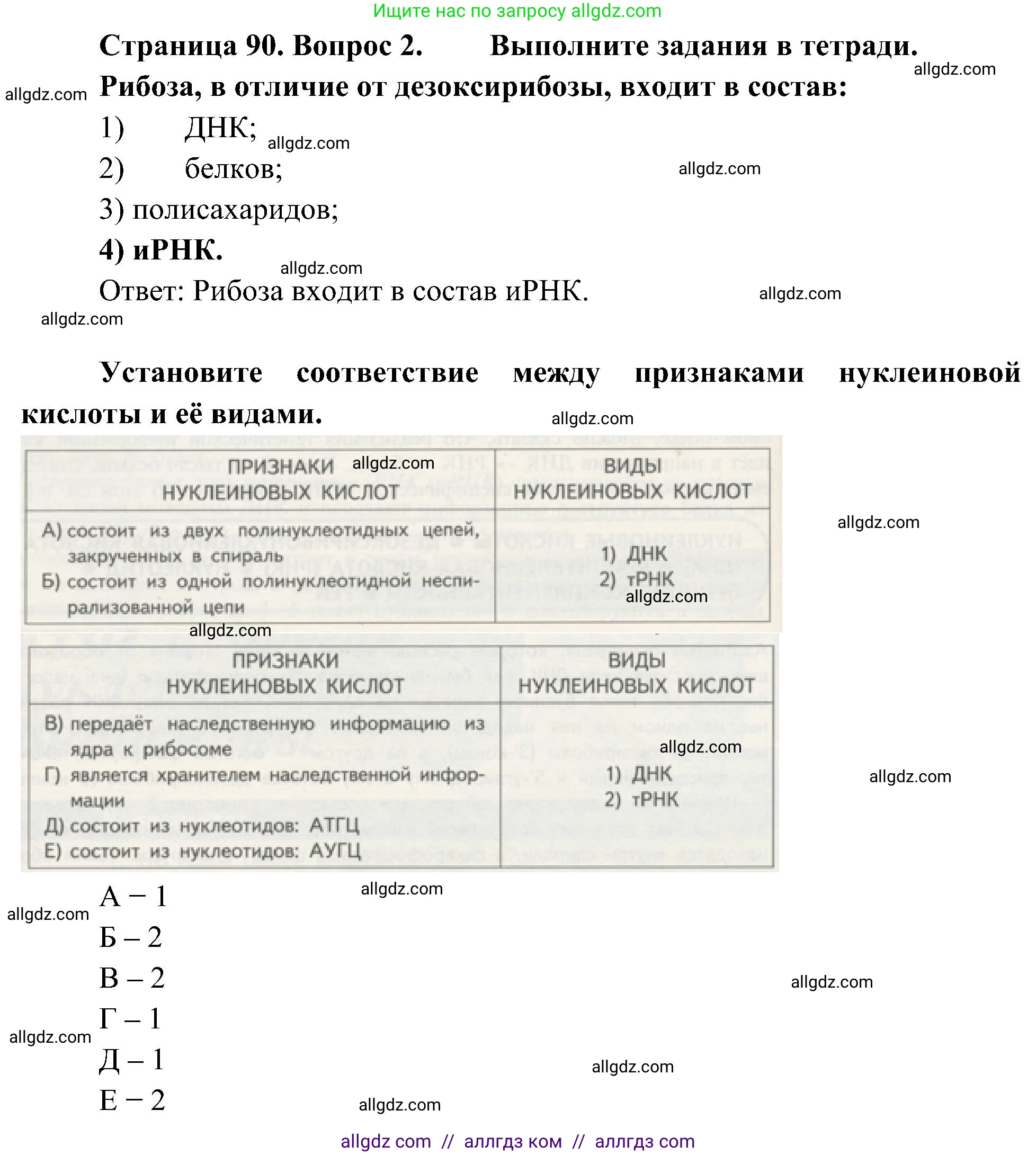 Биология, 10 класс Учебник, авторы: Пасечник Владимир Васильевич, Каменский Андрей Александрович, Рубцов Александр Михайлович, Швецов Глеб Геннадьевич, Гапонюк Зоя Георгиевна, издательство Просвещение, Москва, 2018, зелёного цвета, страница 90, номер 2, Решение