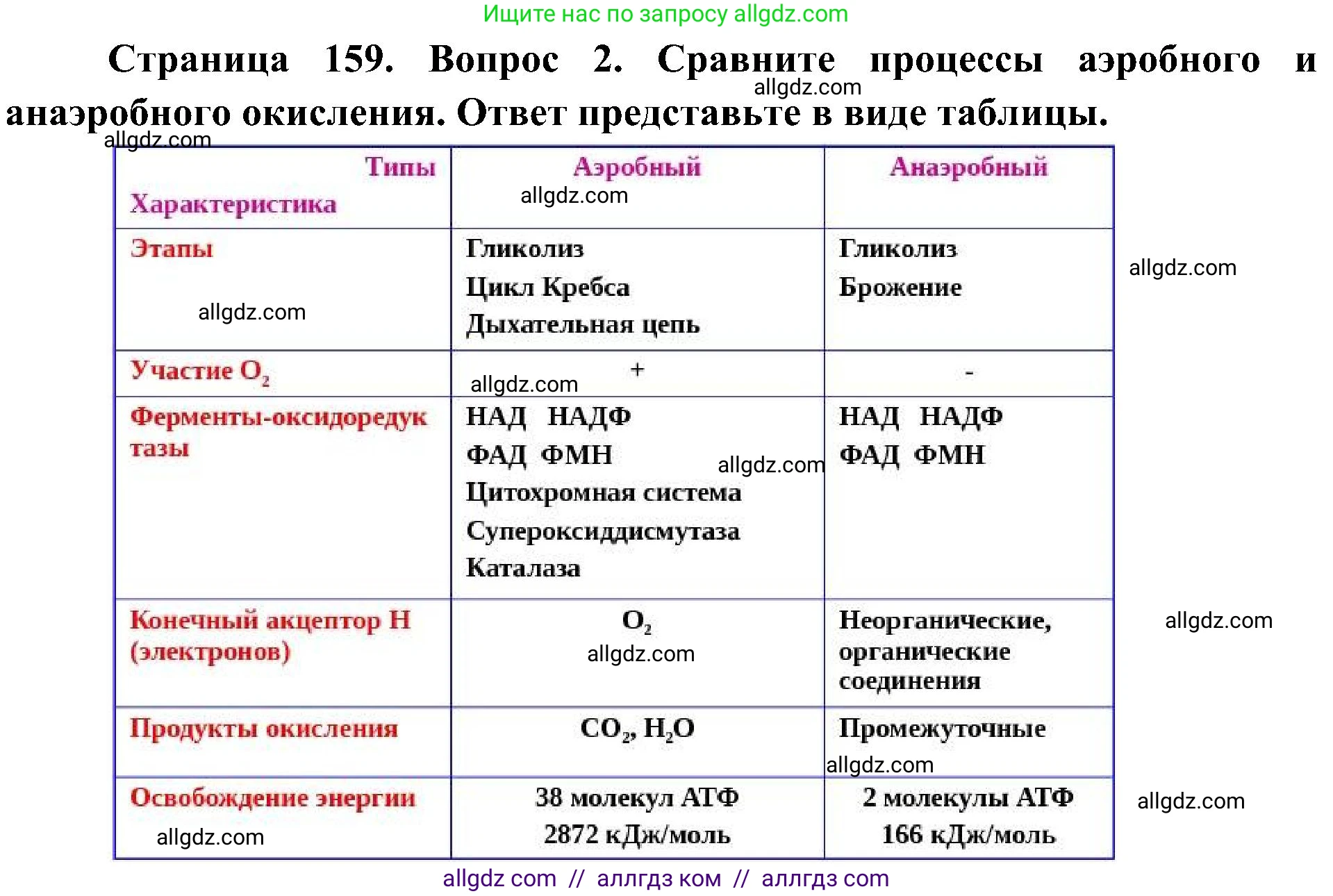 Биология, 10 класс Учебник, авторы: Пасечник Владимир Васильевич, Каменский Андрей Александрович, Рубцов Александр Михайлович, Швецов Глеб Геннадьевич, Гапонюк Зоя Георгиевна, издательство Просвещение, Москва, 2018, зелёного цвета, страница 159, номер 2, Решение