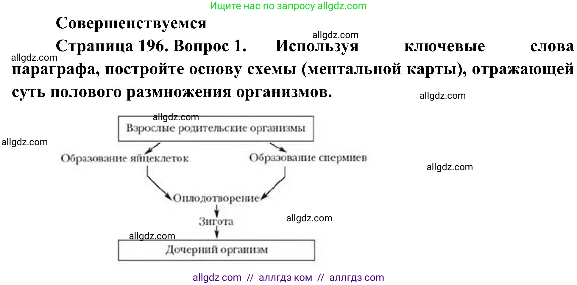 Биология, 10 класс Учебник, авторы: Пасечник Владимир Васильевич, Каменский Андрей Александрович, Рубцов Александр Михайлович, Швецов Глеб Геннадьевич, Гапонюк Зоя Георгиевна, издательство Просвещение, Москва, 2018, зелёного цвета, страница 196, номер 1, Решение