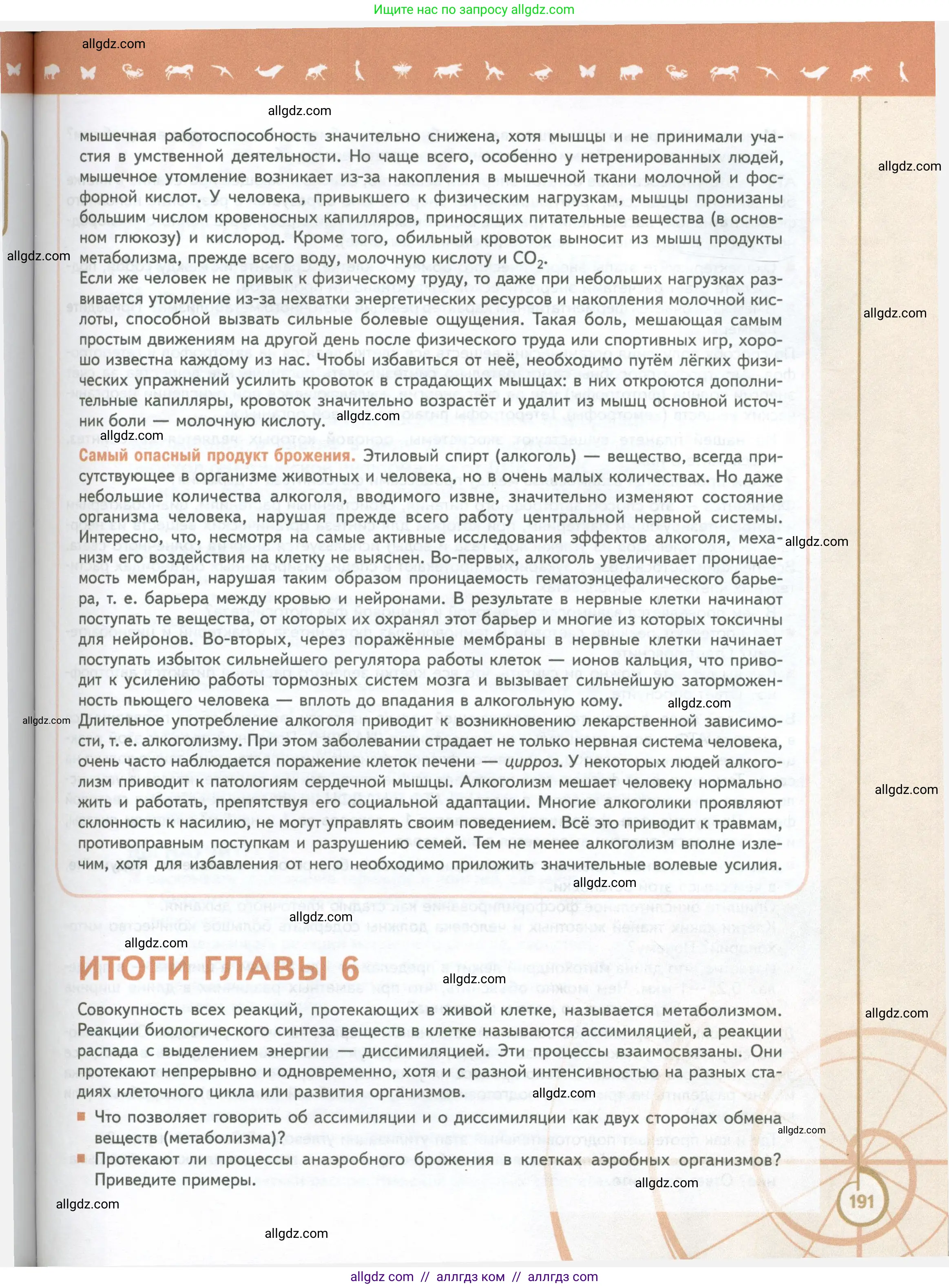 Биология, 10 класс Учебник, авторы: Пасечник Владимир Васильевич, Каменский Андрей Александрович, Рубцов Александр Михайлович, Швецов Глеб Геннадьевич, Абовян Леван Арташесович, Гапонюк Зоя Георгиевна, издательство Просвещение, Москва, 2024, коричневого цвета, Часть 1, страница 191
