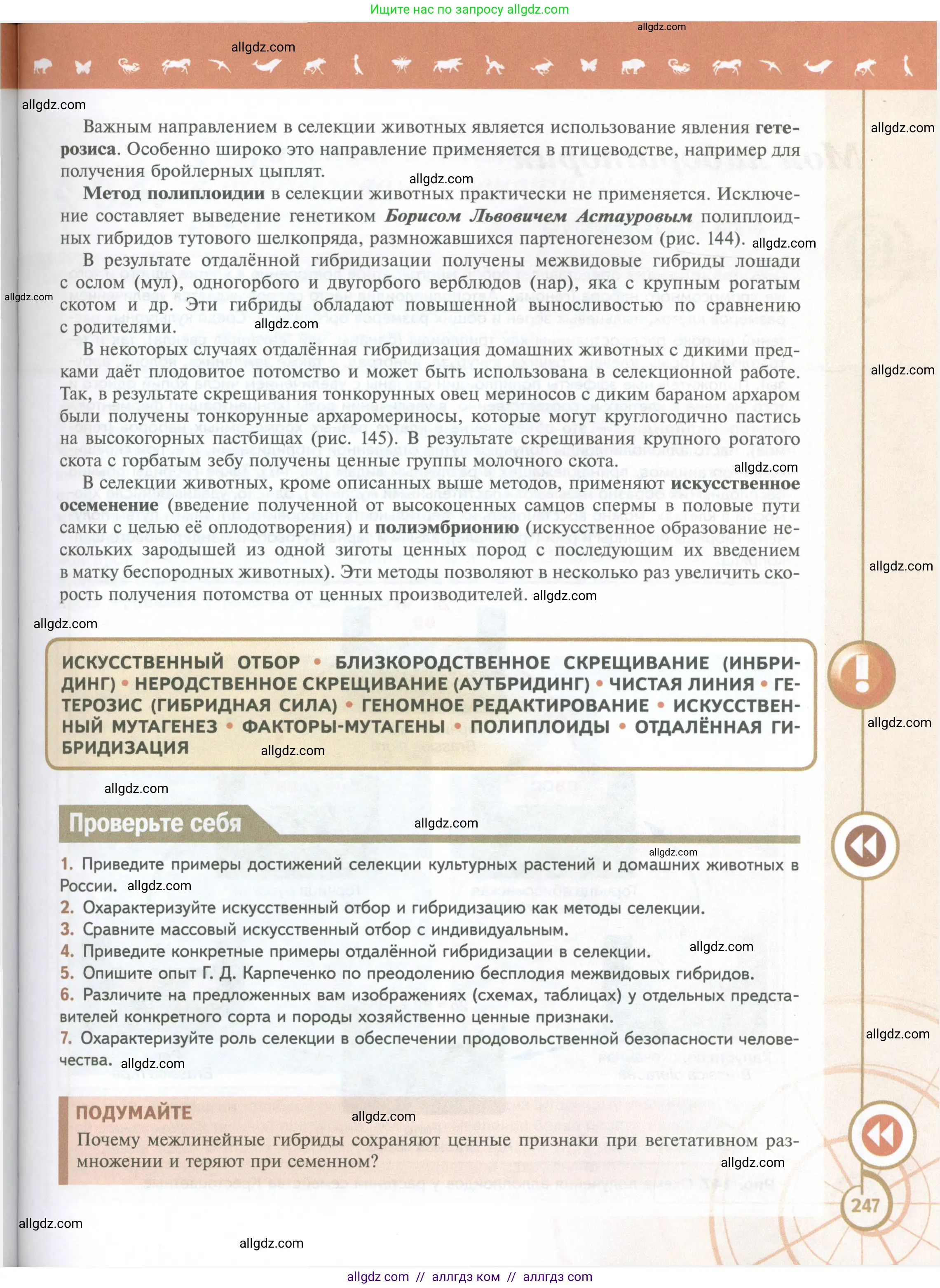 Биология, 10 класс Учебник, авторы: Пасечник Владимир Васильевич, Каменский Андрей Александрович, Рубцов Александр Михайлович, Швецов Глеб Геннадьевич, Абовян Леван Арташесович, Гапонюк Зоя Георгиевна, издательство Просвещение, Москва, 2024, коричневого цвета, Часть 2, страница 247