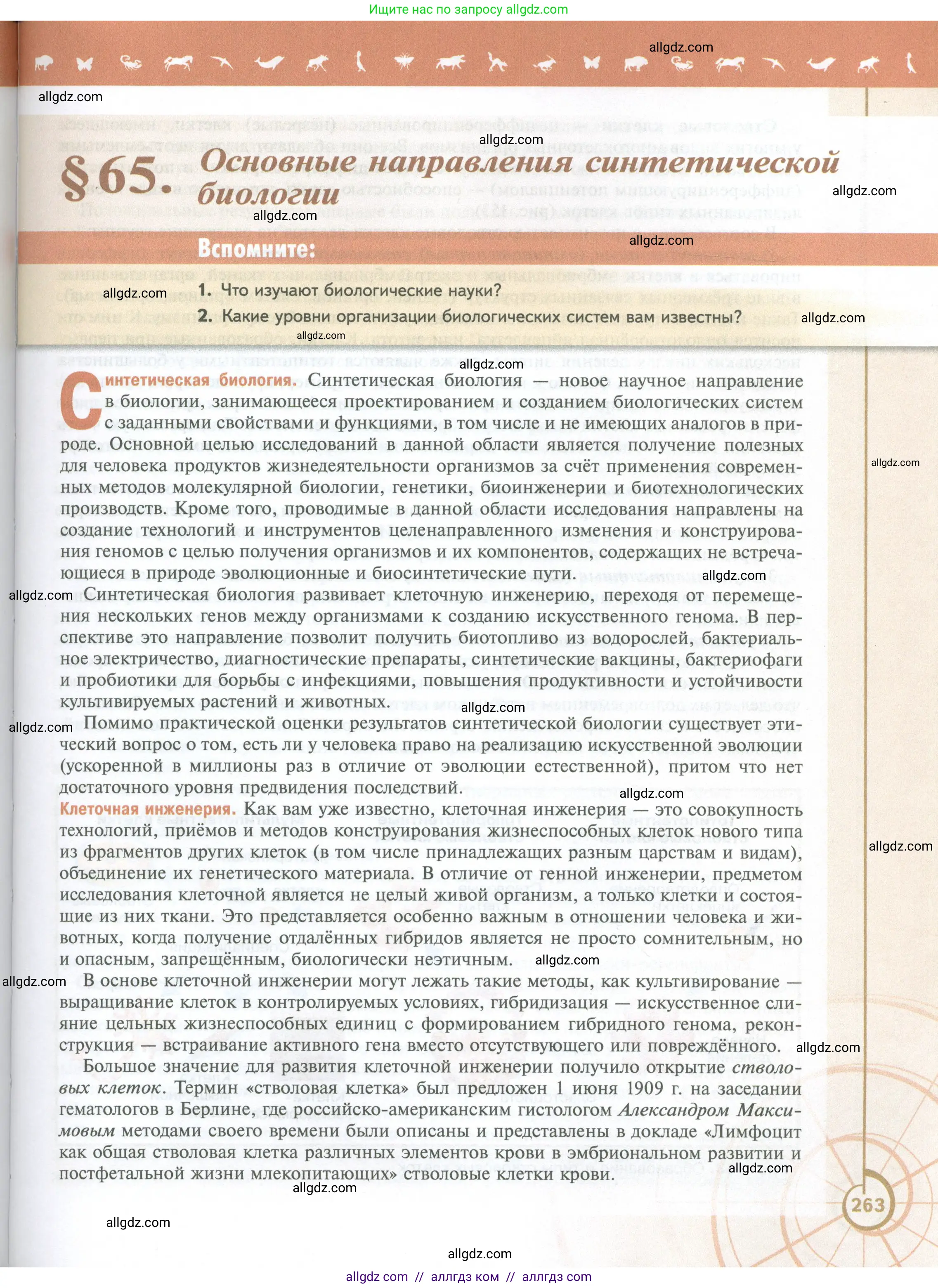 Биология, 10 класс Учебник, авторы: Пасечник Владимир Васильевич, Каменский Андрей Александрович, Рубцов Александр Михайлович, Швецов Глеб Геннадьевич, Абовян Леван Арташесович, Гапонюк Зоя Георгиевна, издательство Просвещение, Москва, 2024, коричневого цвета, Часть 2, страница 263