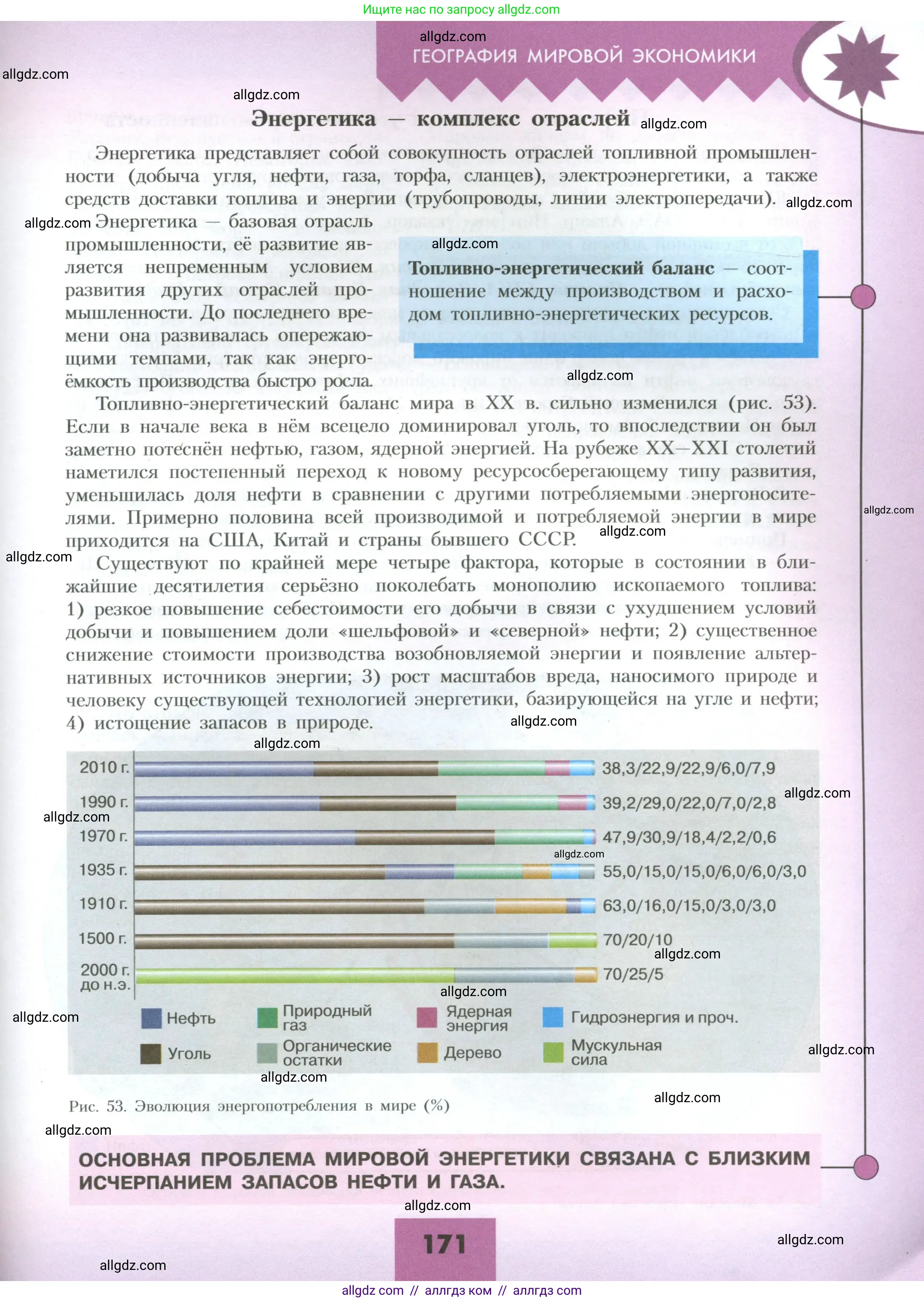География, 10 класс Учебник, авторы: Гладкий Юрий Никифорович, Николина Вера Викторовна, издательство Просвещение, Москва, 2019, жёлтого цвета, страница 171