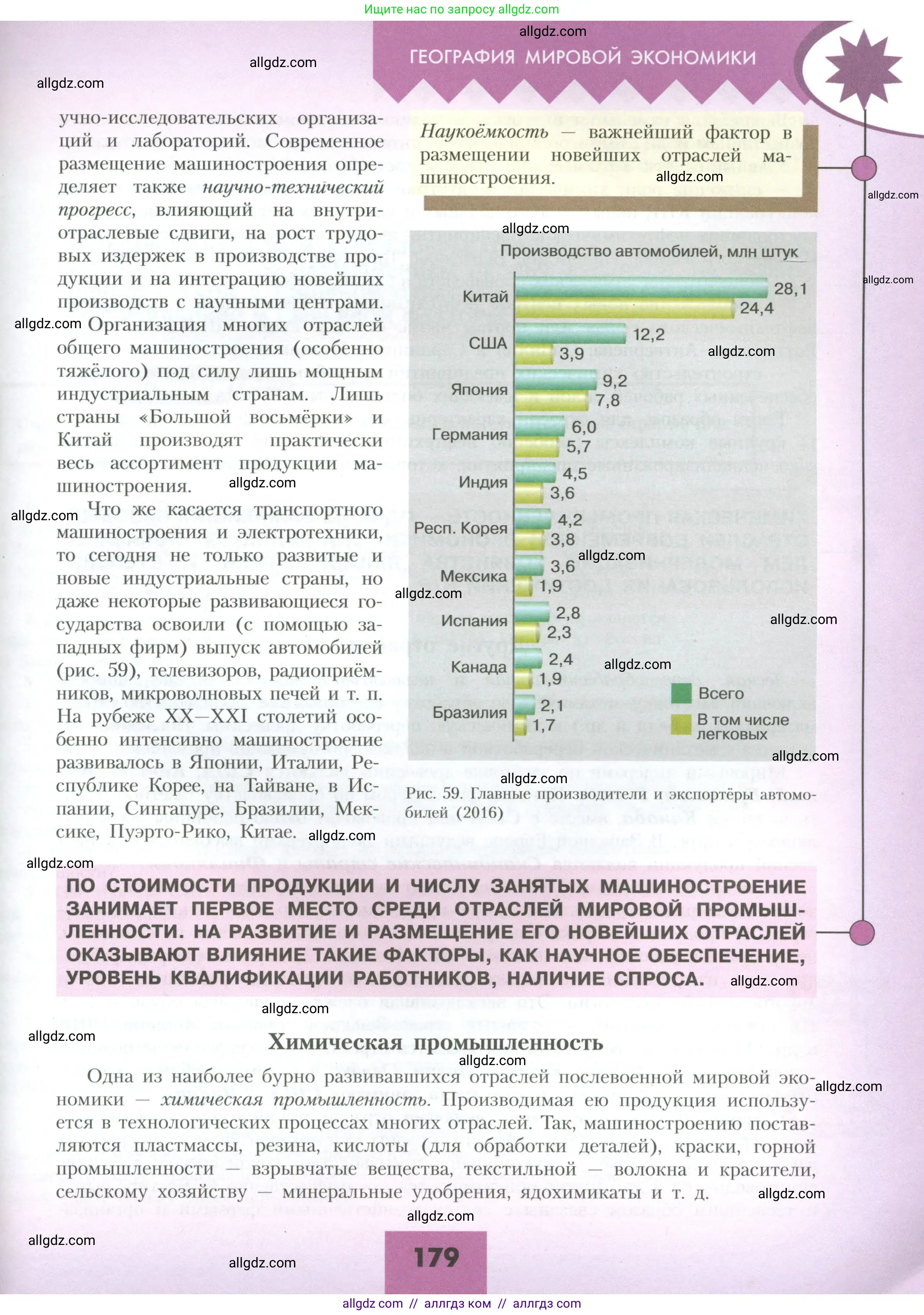 География, 10 класс Учебник, авторы: Гладкий Юрий Никифорович, Николина Вера Викторовна, издательство Просвещение, Москва, 2019, жёлтого цвета, страница 179