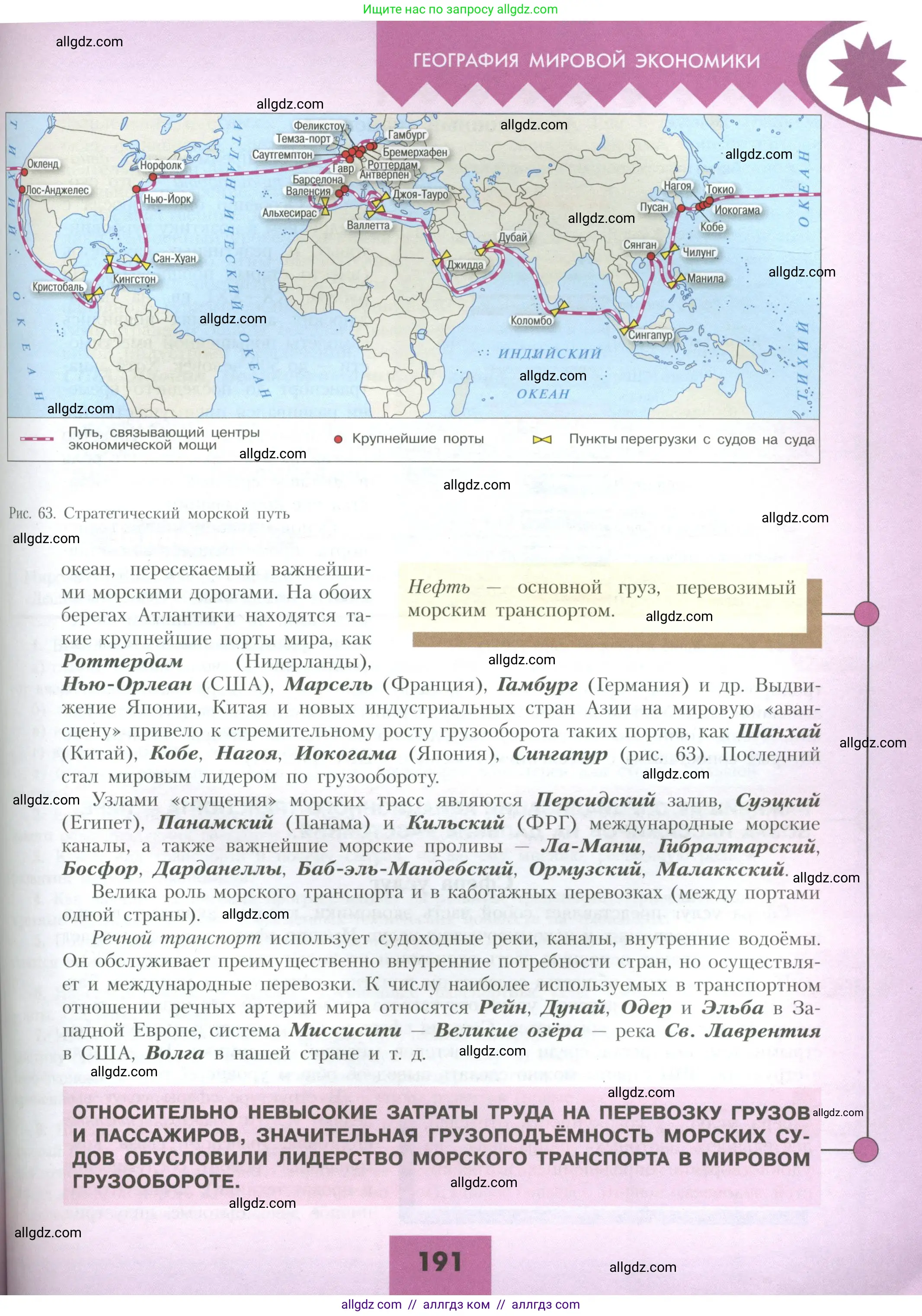География, 10 класс Учебник, авторы: Гладкий Юрий Никифорович, Николина Вера Викторовна, издательство Просвещение, Москва, 2019, жёлтого цвета, страница 191