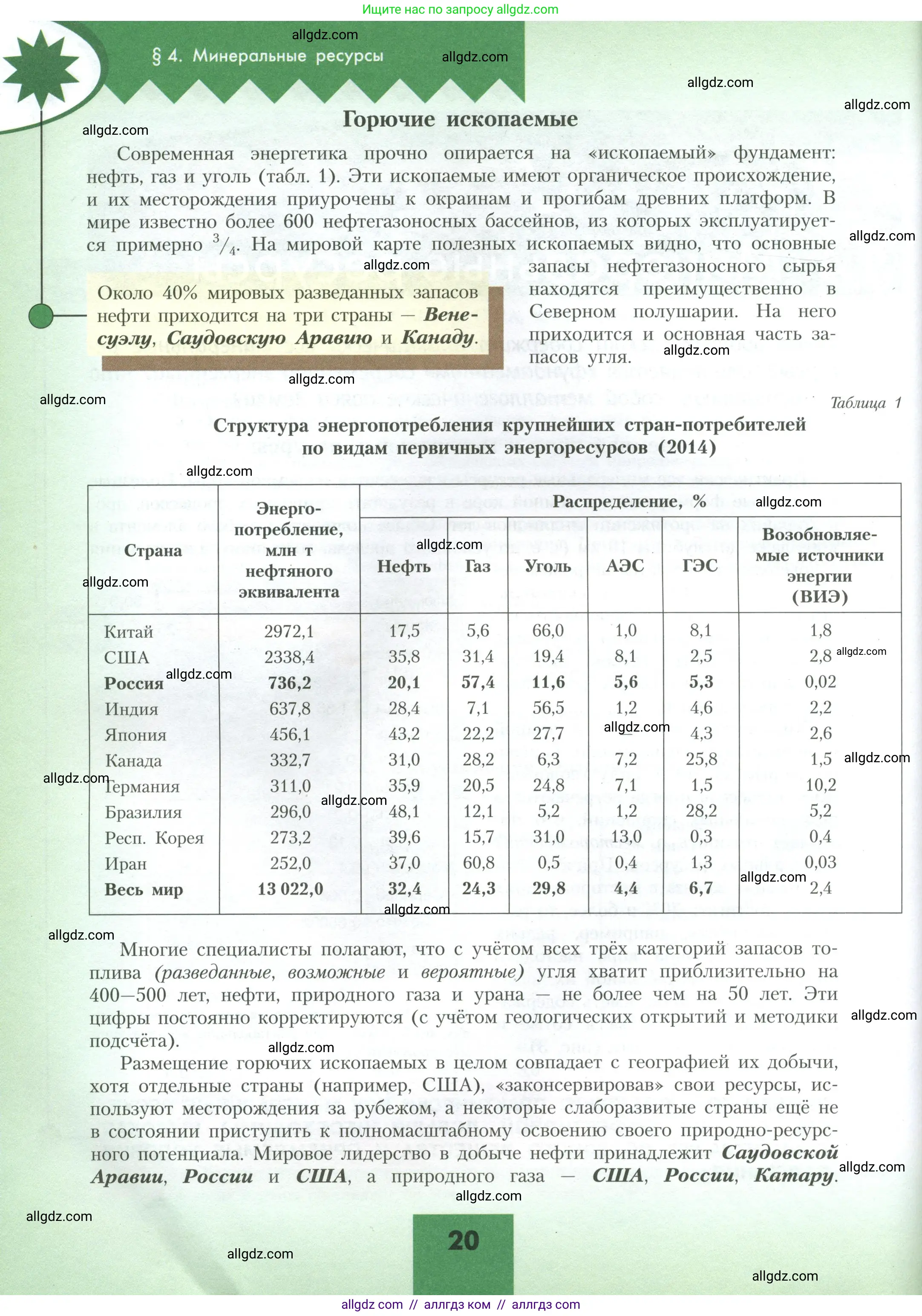 География, 10 класс Учебник, авторы: Гладкий Юрий Никифорович, Николина Вера Викторовна, издательство Просвещение, Москва, 2019, жёлтого цвета, страница 20
