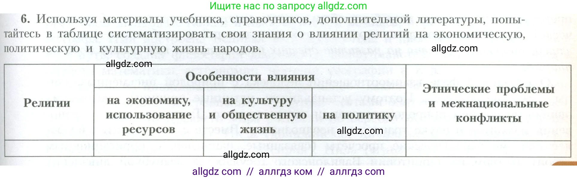 География, 10 класс Учебник, авторы: Гладкий Юрий Никифорович, Николина Вера Викторовна, издательство Просвещение, Москва, 2019, жёлтого цвета, страница 147, номер 6, Условие