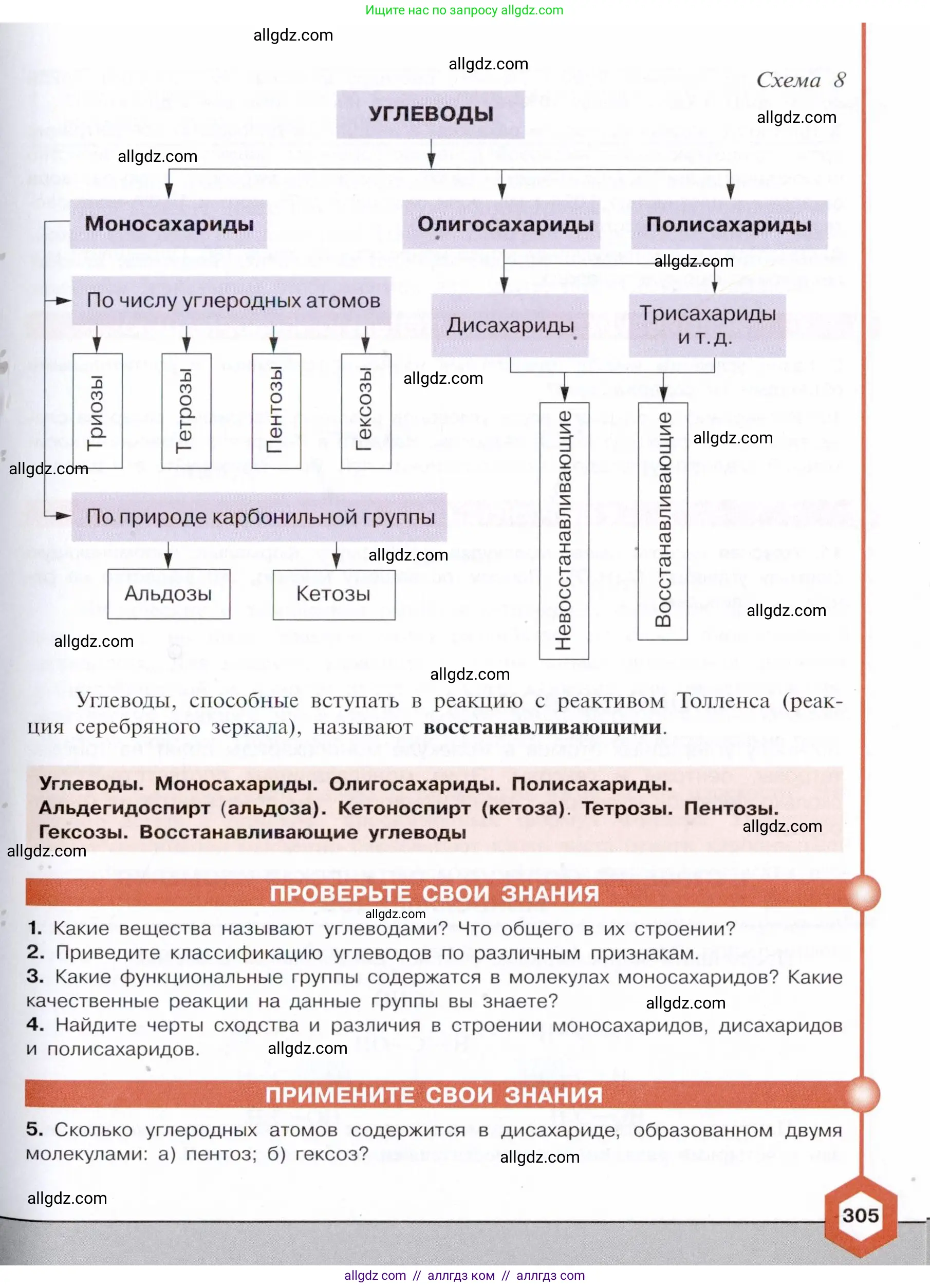 Химия, 10 класс Учебник, авторы: Габриелян Олег Саргисович, Остроумов Игорь Геннадьевич, Сладков Сергей Анатольевич, издательство Просвещение, Москва, 2021, белого цвета, страница 305