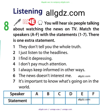 Английский язык (english), 11 класс Учебник (Student's book), авторы: Афанасьева Ольга Васильевна (Afanasyeva Olga), Дули Дженни (Dooley Jenny), Михеева Ирина Владимировна (Mikheeva Irina), Оби Боб (Obee Bob), Эванс Вирджиния (Evans Virginia), издательство Просвещение, Москва, 2019, страница 105, номер 8, Условие