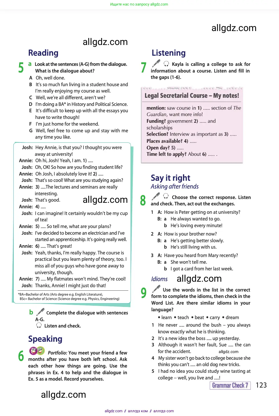Английский язык (english), 11 класс Учебник (Student's book), авторы: Афанасьева Ольга Васильевна (Afanasyeva Olga), Дули Дженни (Dooley Jenny), Михеева Ирина Владимировна (Mikheeva Irina), Оби Боб (Obee Bob), Эванс Вирджиния (Evans Virginia), издательство Просвещение, Москва, 2019, страница 123