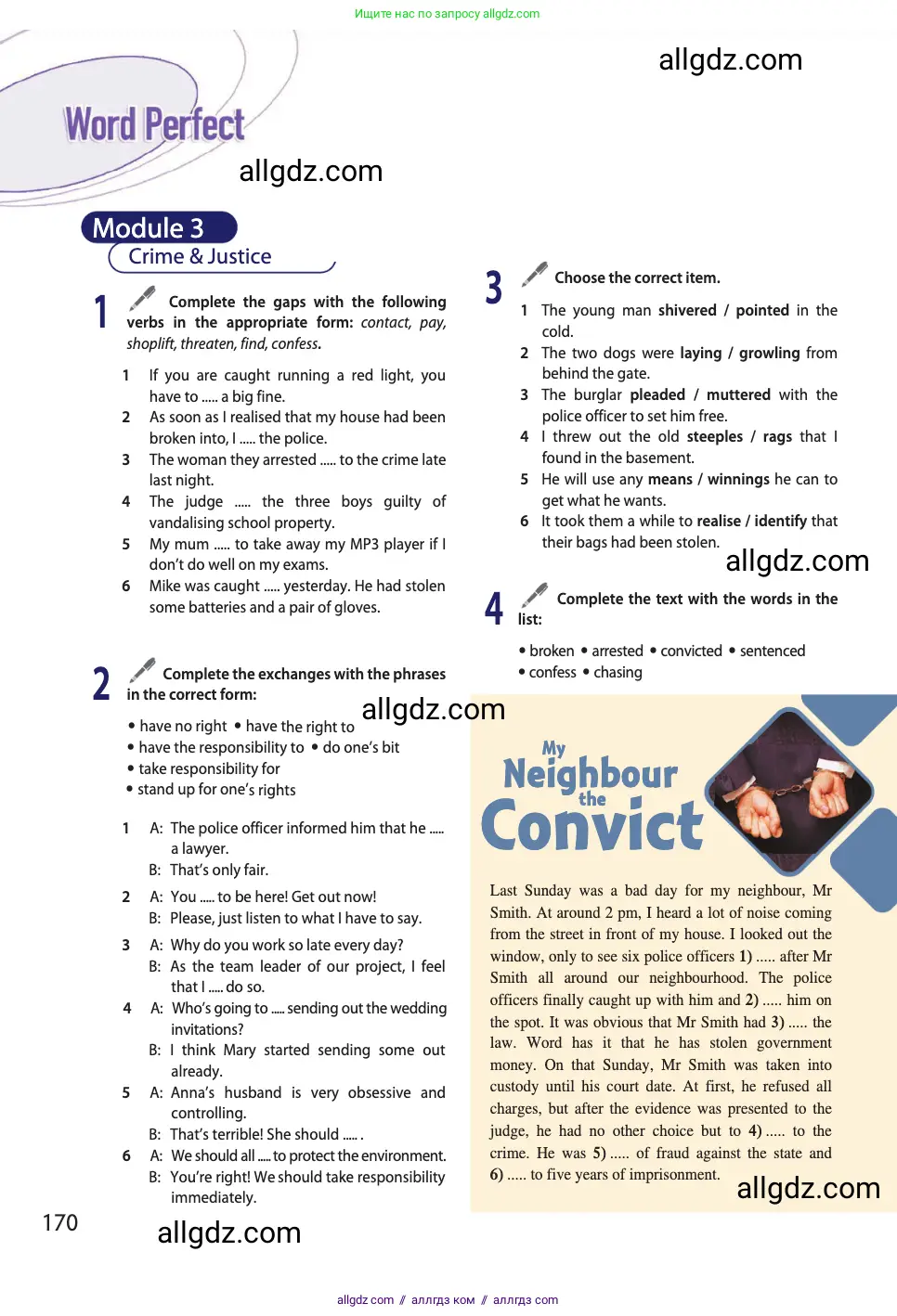 Английский язык (english), 11 класс Учебник (Student's book), авторы: Афанасьева Ольга Васильевна (Afanasyeva Olga), Дули Дженни (Dooley Jenny), Михеева Ирина Владимировна (Mikheeva Irina), Оби Боб (Obee Bob), Эванс Вирджиния (Evans Virginia), издательство Просвещение, Москва, 2019, страница 170