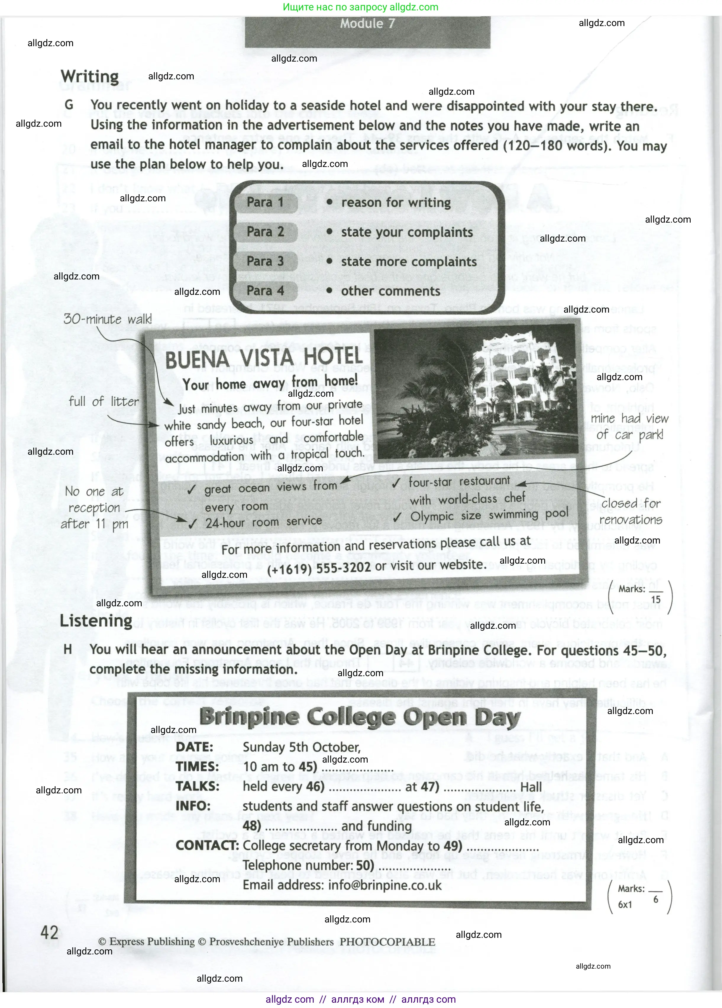 Английский язык (english), 11 класс контрольные задания (test booklet), авторы: Афанасьева Ольга Васильевна (Afanasyeva Olga), Дули Дженни (Dooley Jenny), Михеева Ирина Владимировна (Mikheeva Irina), Эванс Вирджиния (Evans Virginia), издательство Просвещение, Москва, 2019, сиреневого цвета, страница 42