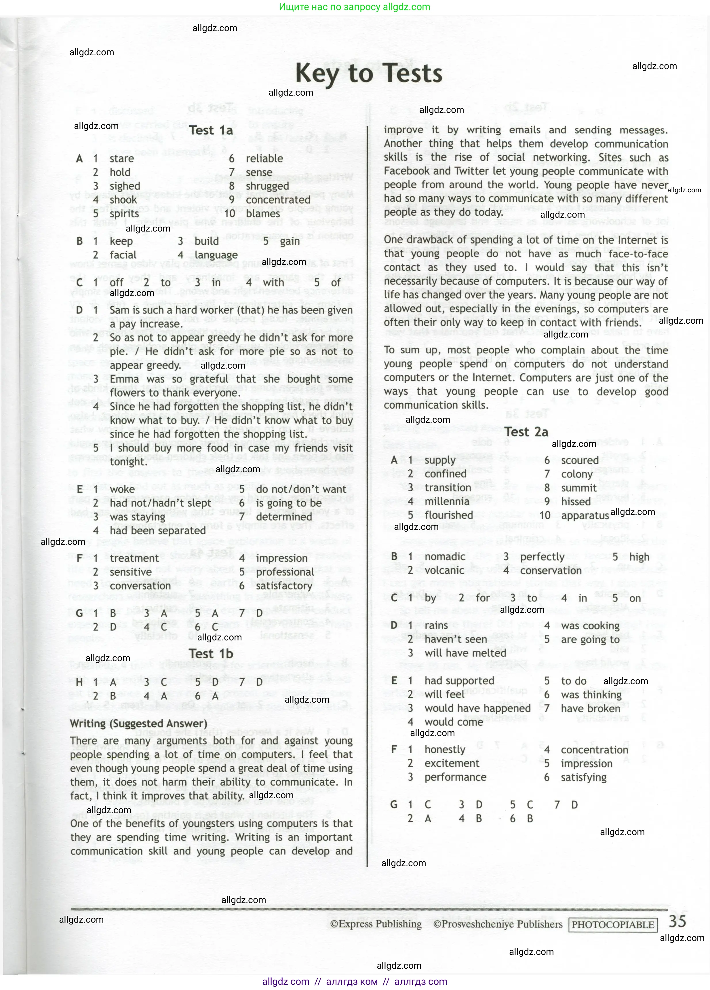 Английский язык (english), 11 класс контрольные задания (test booklet), авторы: Баранова Ксения Михайловна (Baranova Ksenia), Дули Дженни (Dooley Jenny), Копылова Виктория Викторовна (Kopylova Victoria), Мильруд Радислав Петрович (Millrood Radislav), Эванс Вирджиния (Evans Virginia), издательство Просвещение, Москва, 2019, серого цвета, страница 35