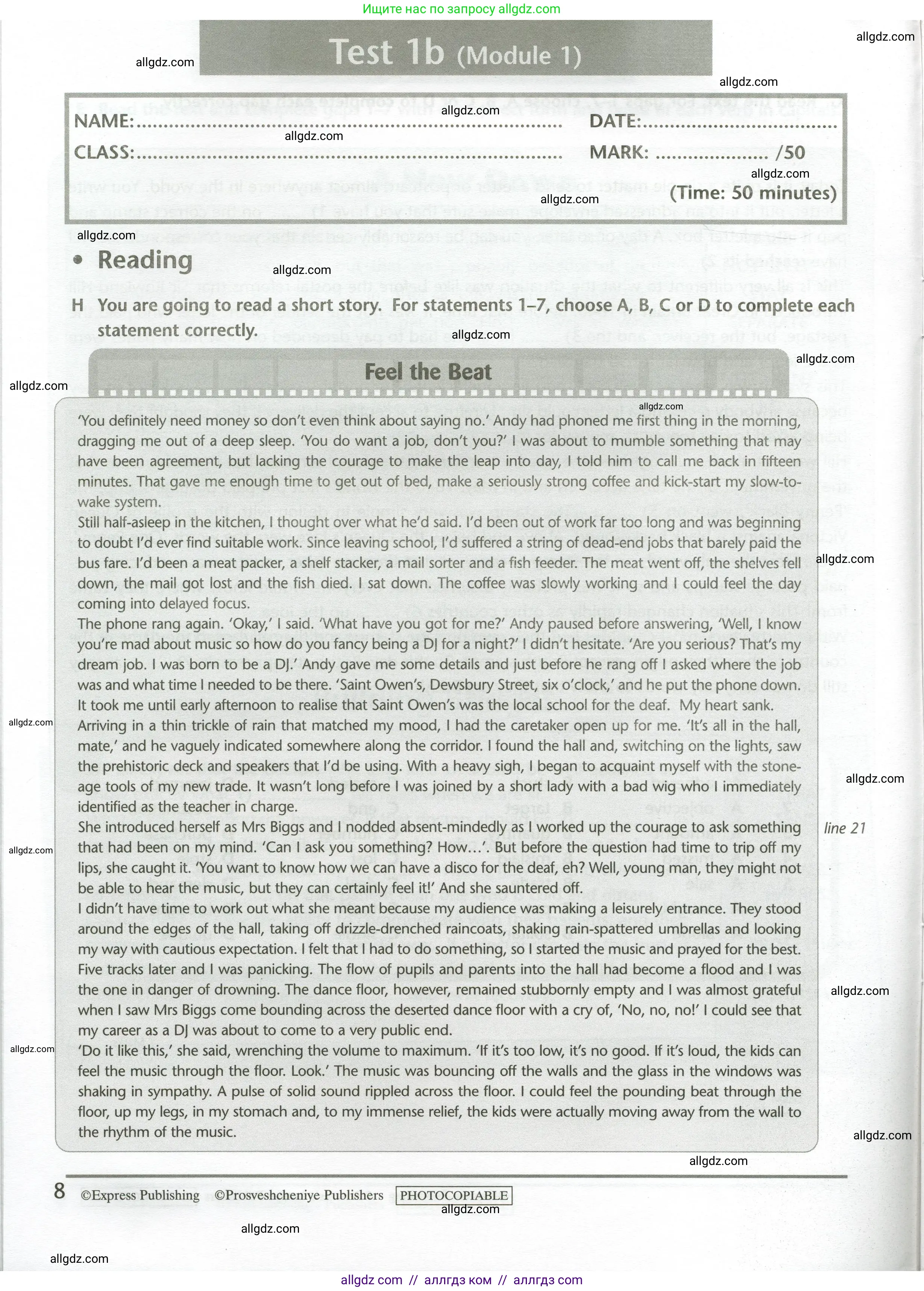 Английский язык (english), 11 класс контрольные задания (test booklet), авторы: Баранова Ксения Михайловна (Baranova Ksenia), Дули Дженни (Dooley Jenny), Копылова Виктория Викторовна (Kopylova Victoria), Мильруд Радислав Петрович (Millrood Radislav), Эванс Вирджиния (Evans Virginia), издательство Просвещение, Москва, 2019, серого цвета, страница 8