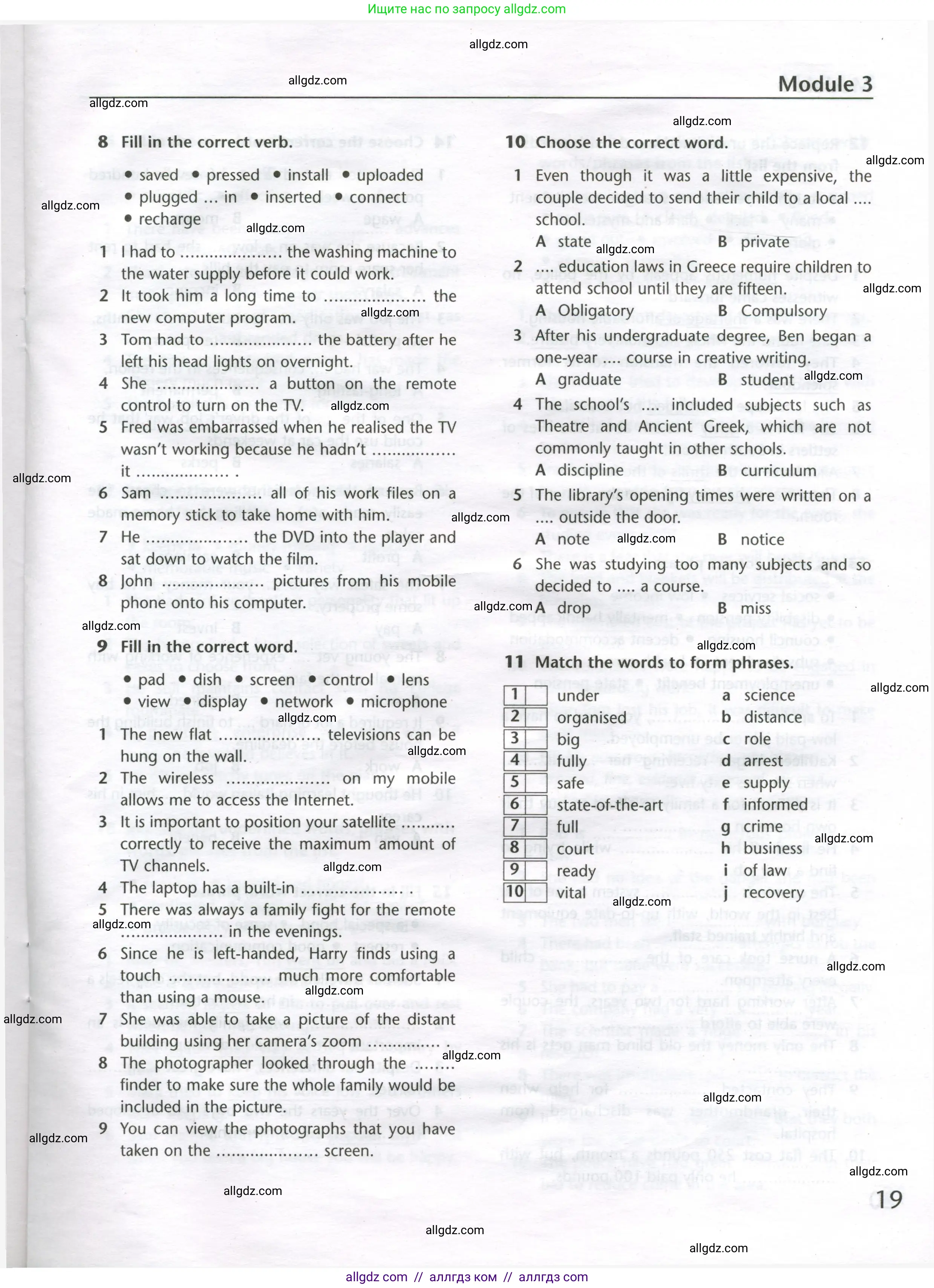 Английский язык (english), 11 класс Лексический практикум (vocabulary practice), авторы: Баранова Ксения Михайловна (Baranova Ksenia), Дули Дженни (Dooley Jenny), Копылова Виктория Викторовна (Kopylova Victoria), Мильруд Радислав Петрович (Millrood Radislav), Эванс Вирджиния (Evans Virginia), издательство Просвещение, Москва, 2019, серого цвета, страница 19